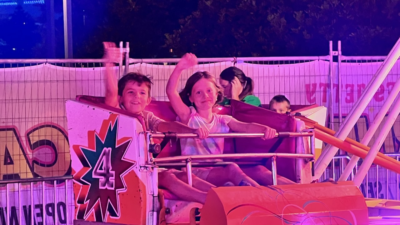 Emma and Alex on the rides