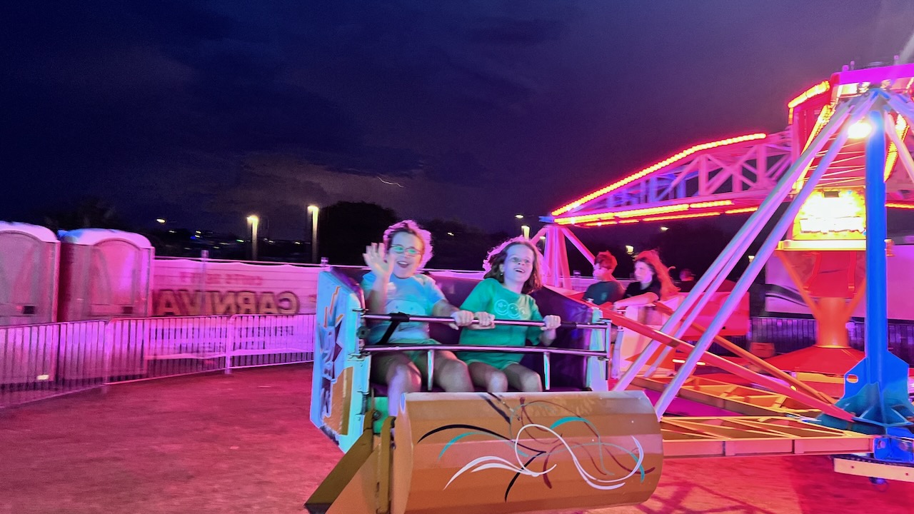 Kristina and Scarlett on the rides