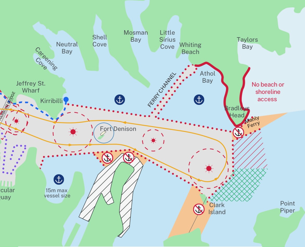 Fireworks plan - we were in the SW corner of Athol Bay