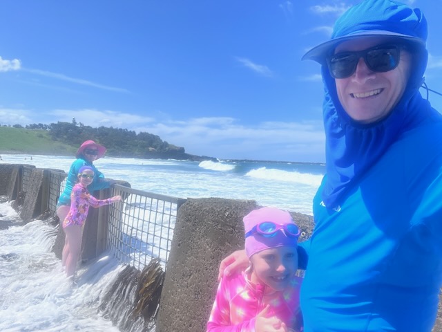 The Ocean Pool at Yamba getting topped up by the waves
