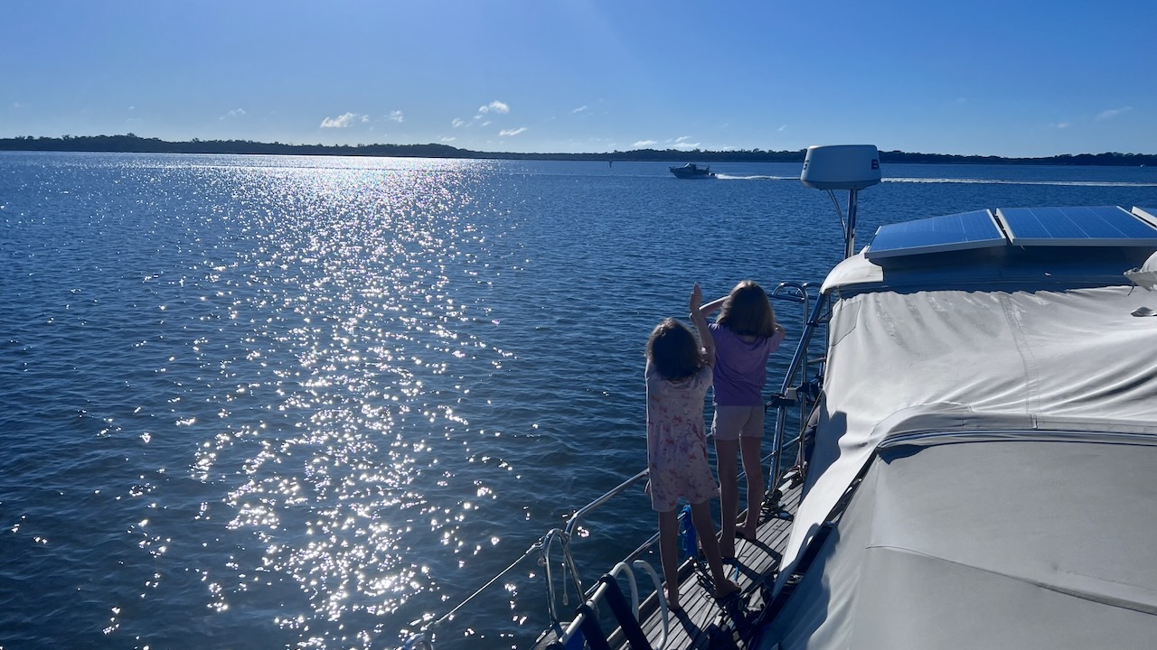 Waving goodbye to mum as she goes off diving