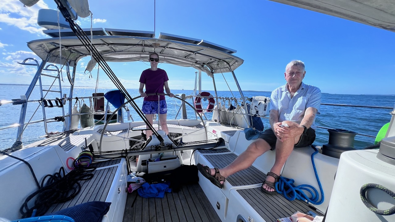 Finally got my dad out on the boat sailing!