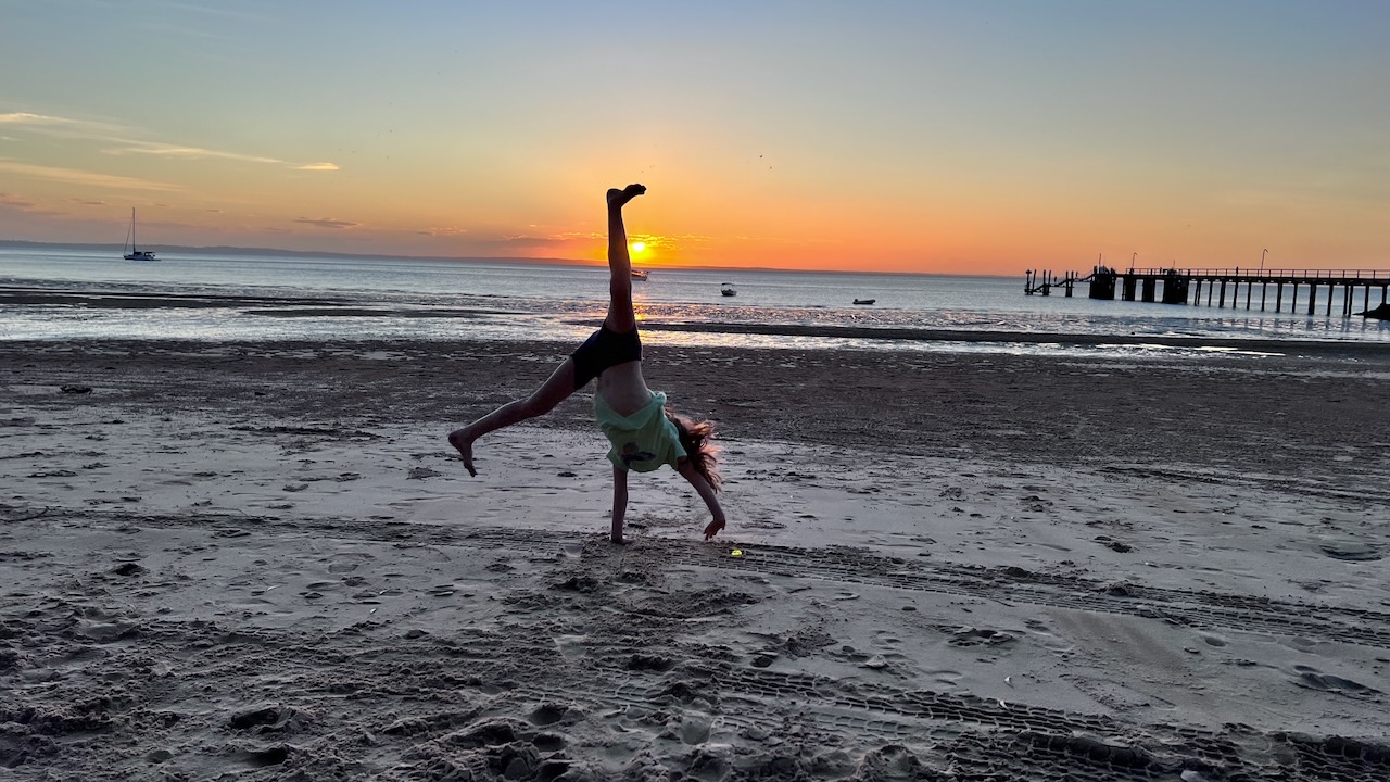 Emma doing well with her cartwheels
