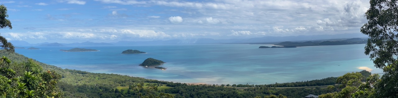 Panorama looking back towards the mainland