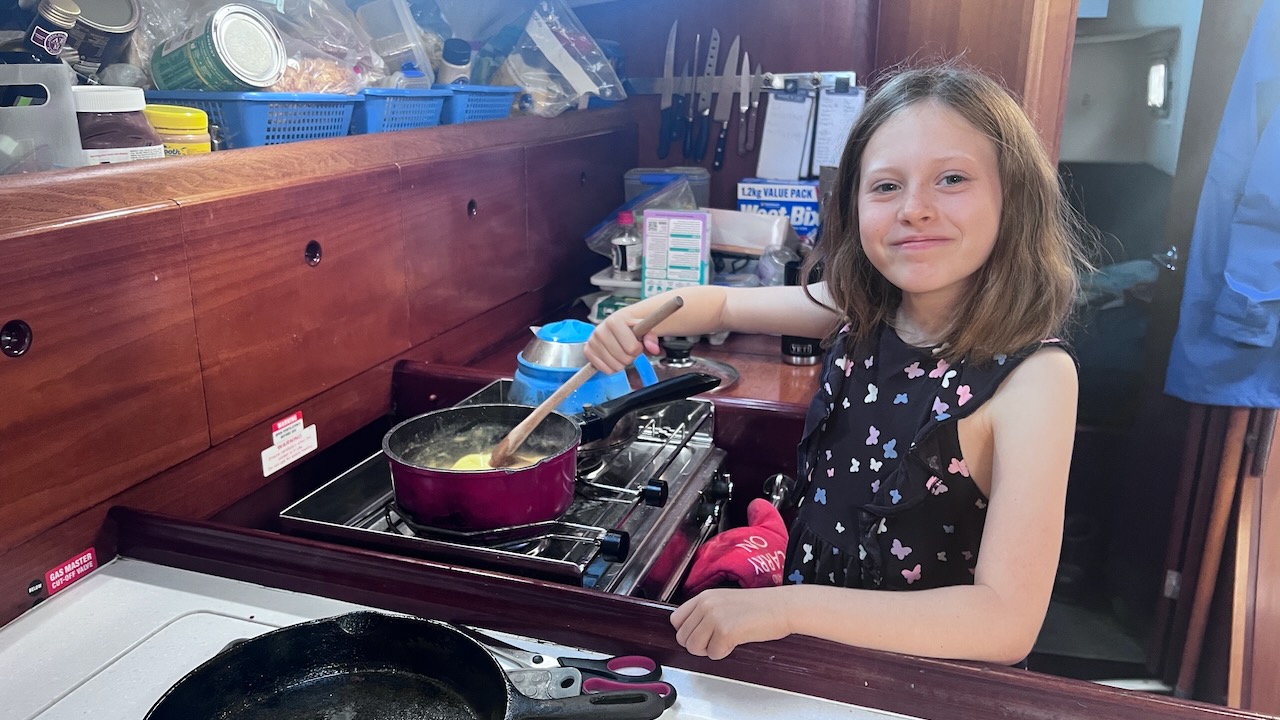 Emma loves making, and then devouring scrambled eggs