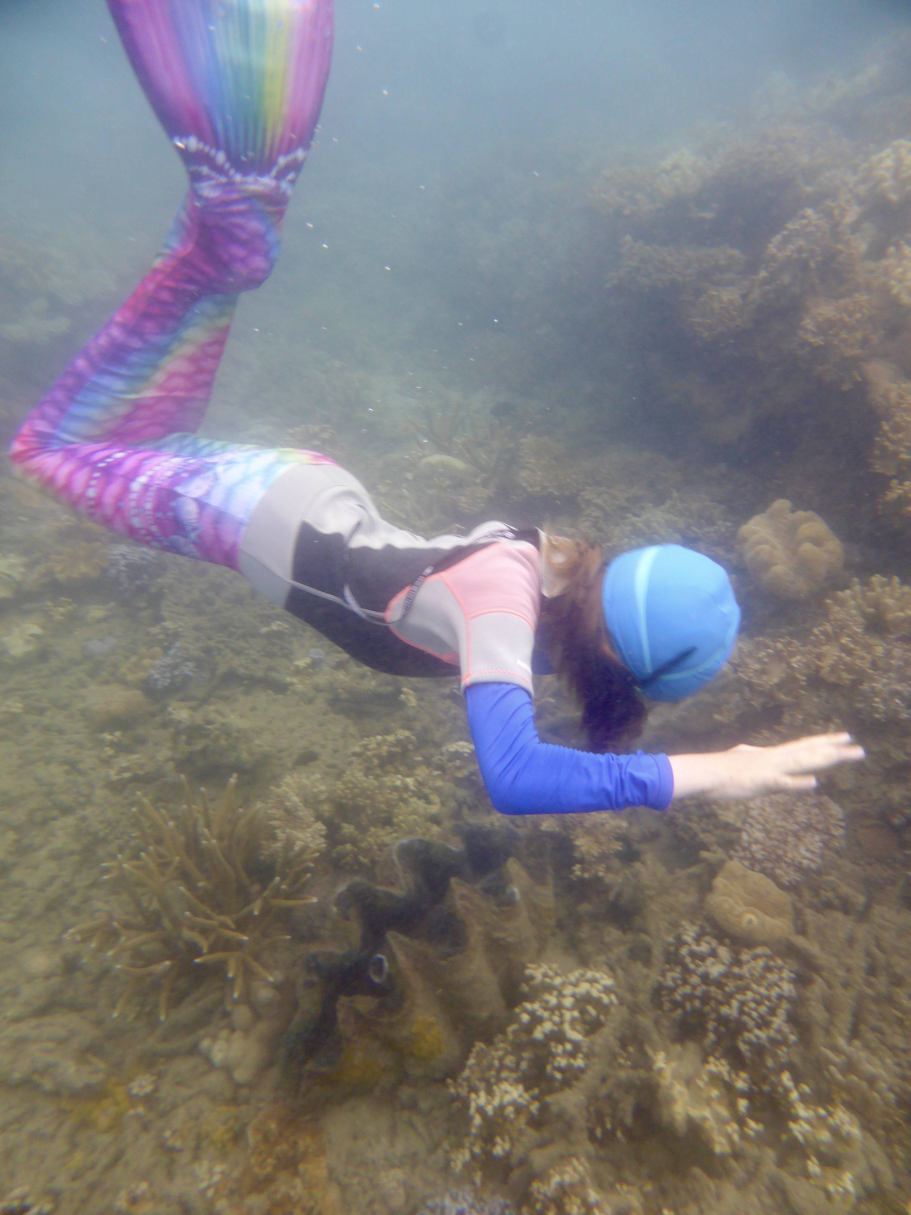 Kristina spends more time in the mermaid tail than snorkeling fins