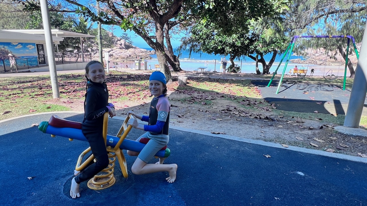Playground fun. It works better without me on one end!