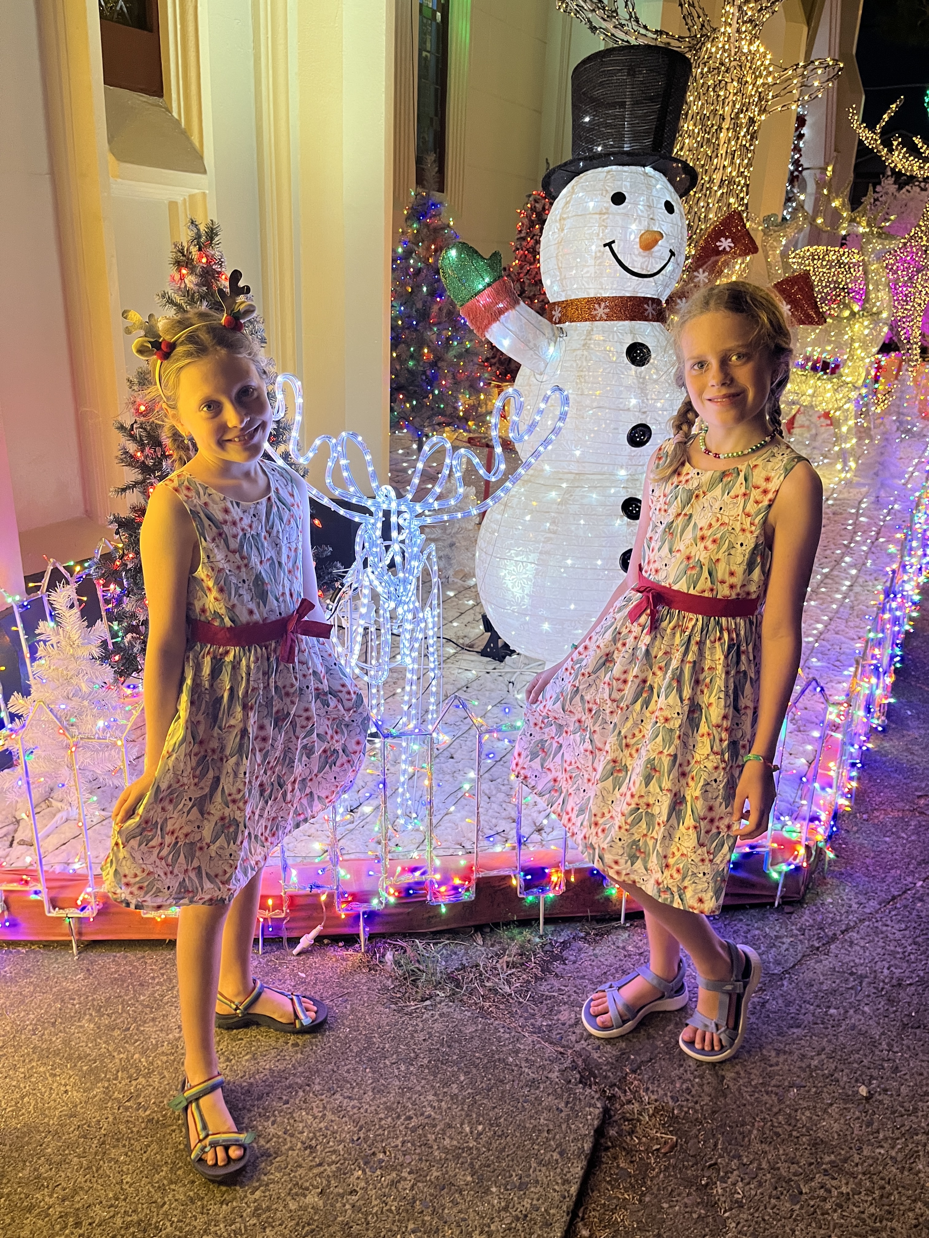 Local church has a fantasic Christmas light display that we walked down to