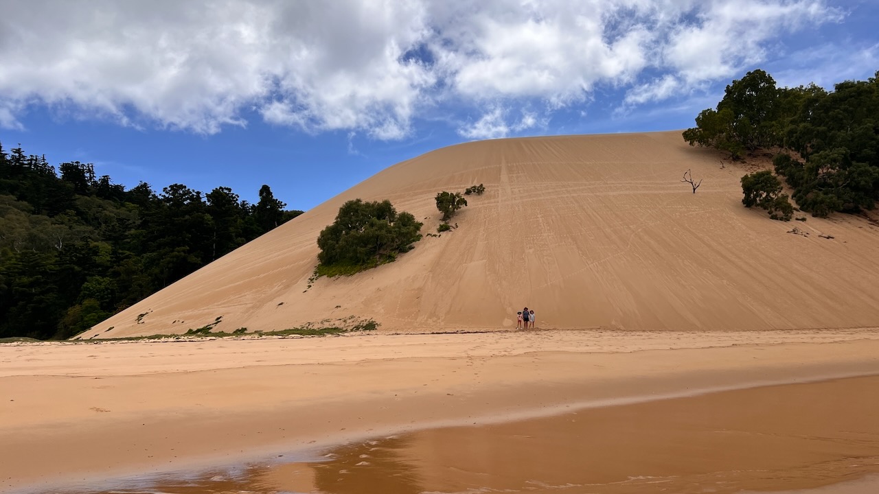 Quite a walk up the soft sand