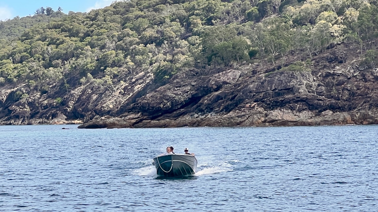 Kristina going for a blast around the bay in their tinny