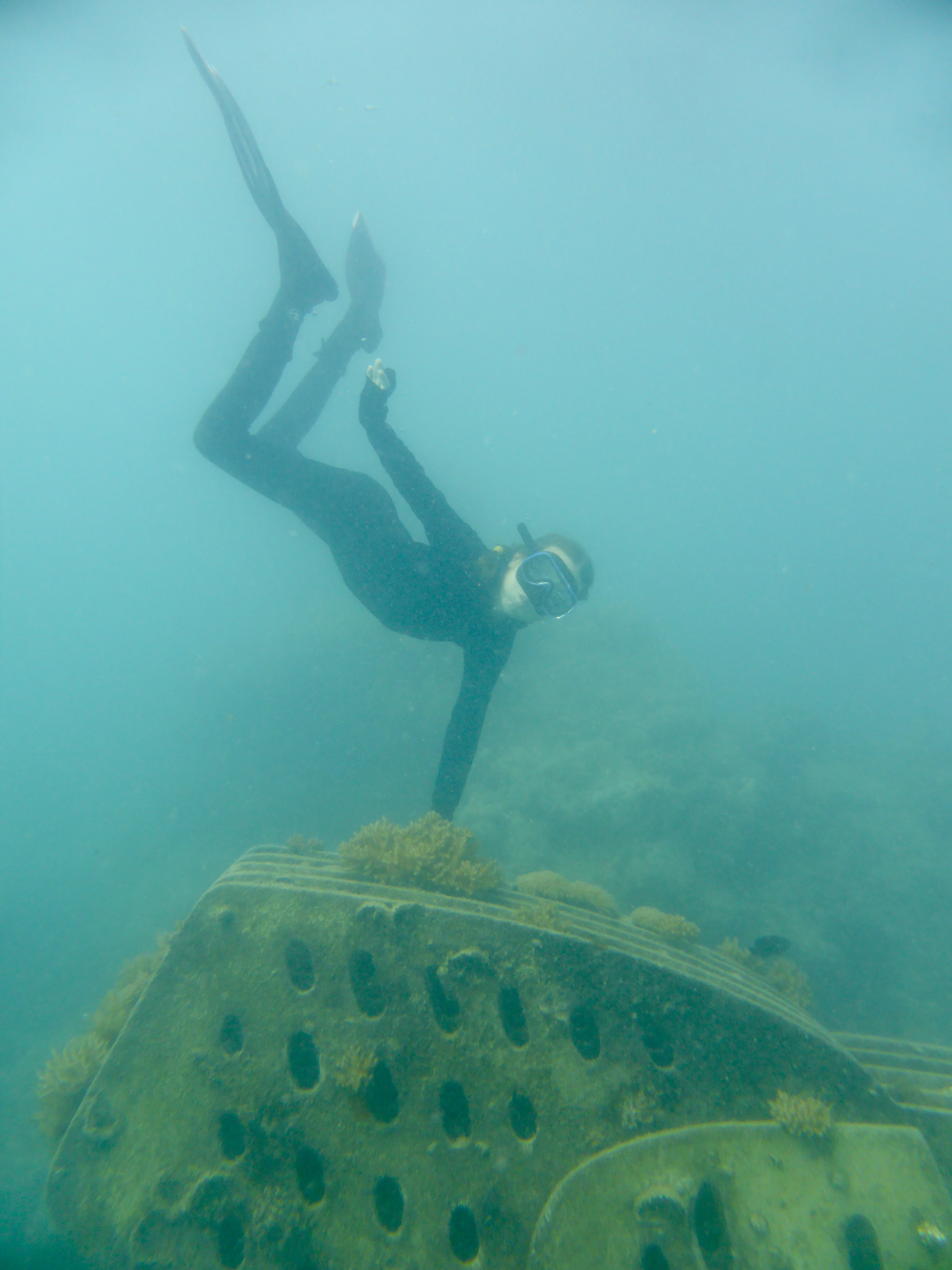 Kristina - but both girls dove down to touch it