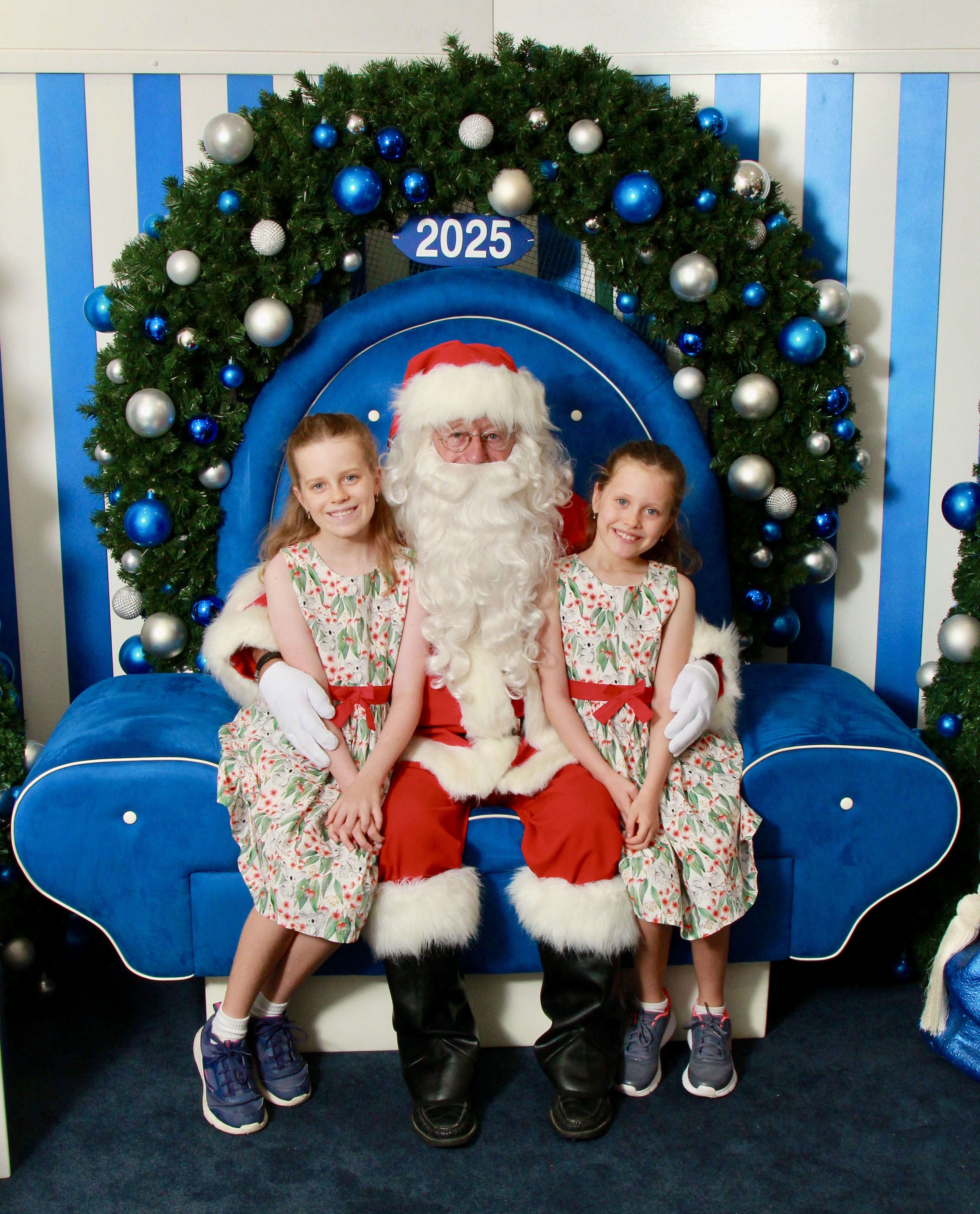 Santa photos in their beautiful Christmas dresses!