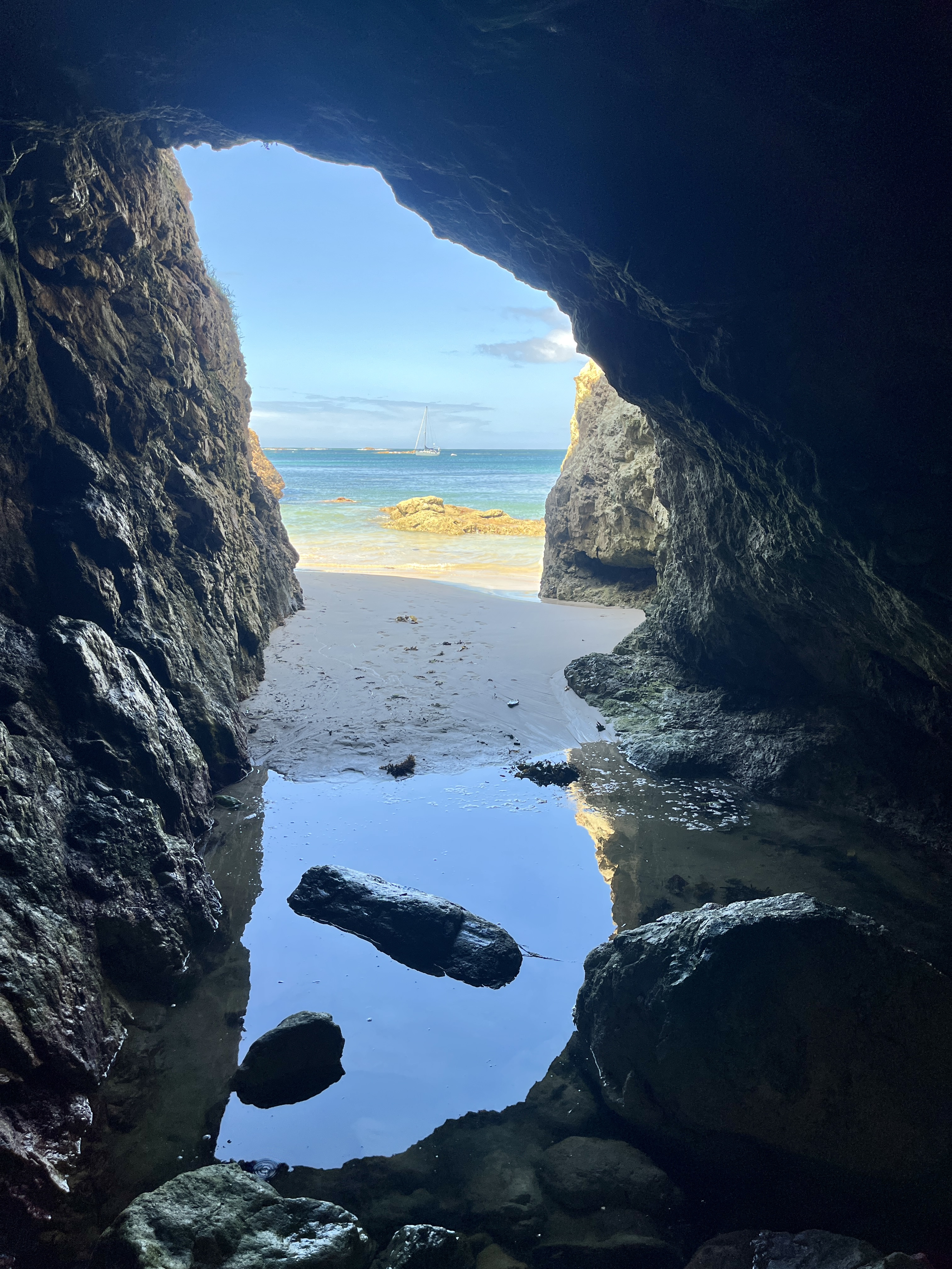 Looking out from the cave.