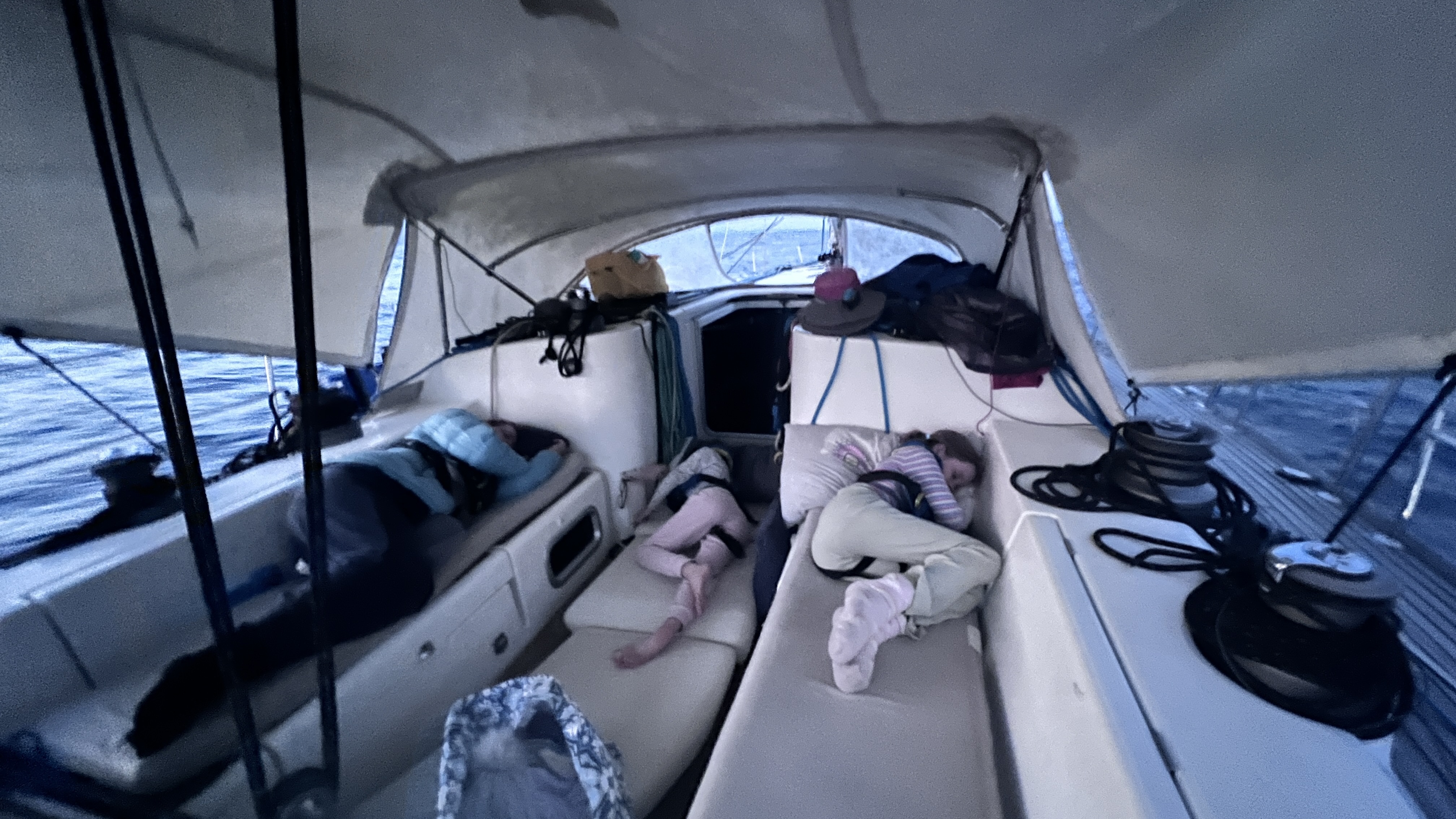 The girls making use of the large cockpit
