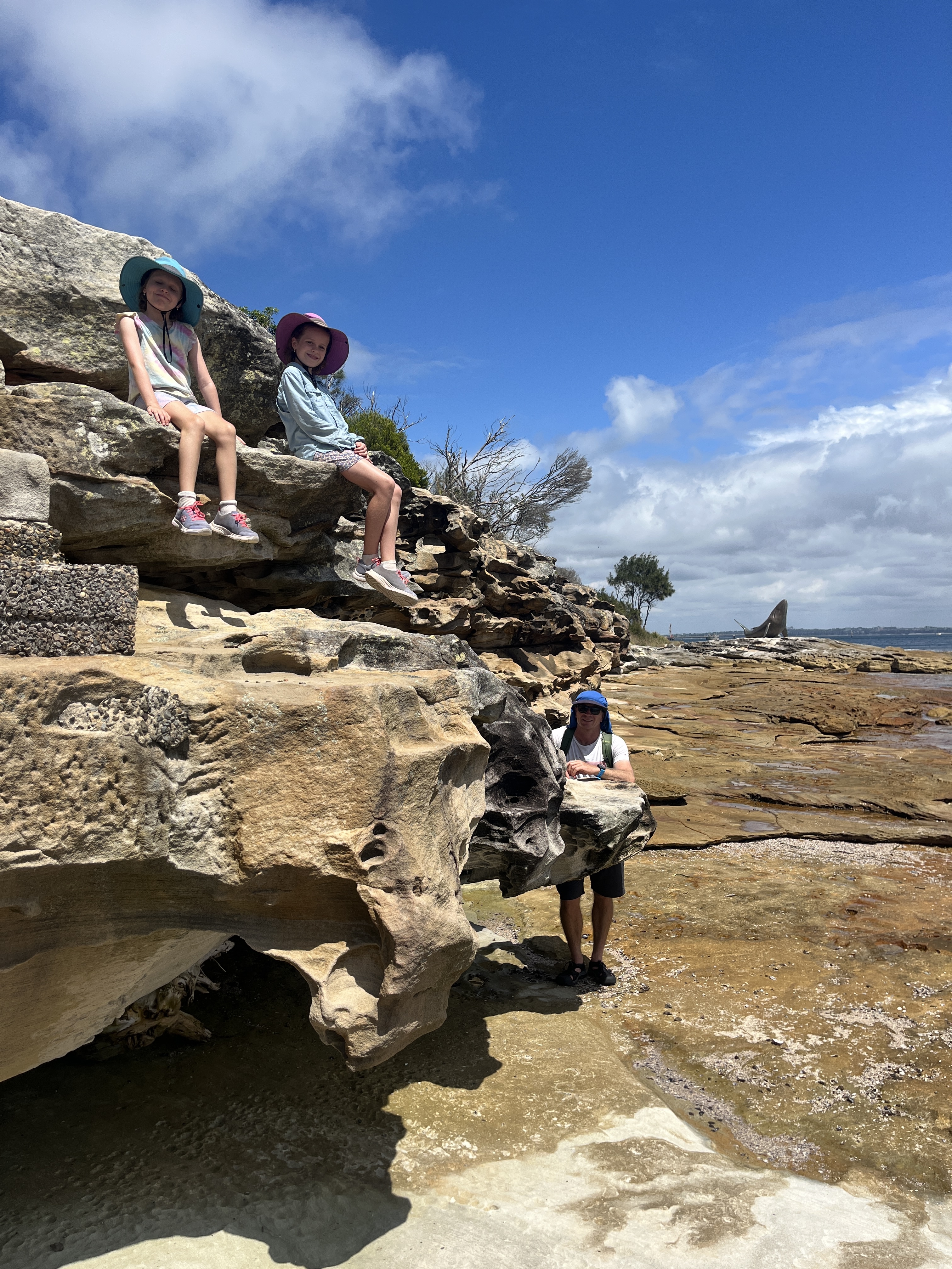 The girls love exploring beaches, and if there is climbing all the better