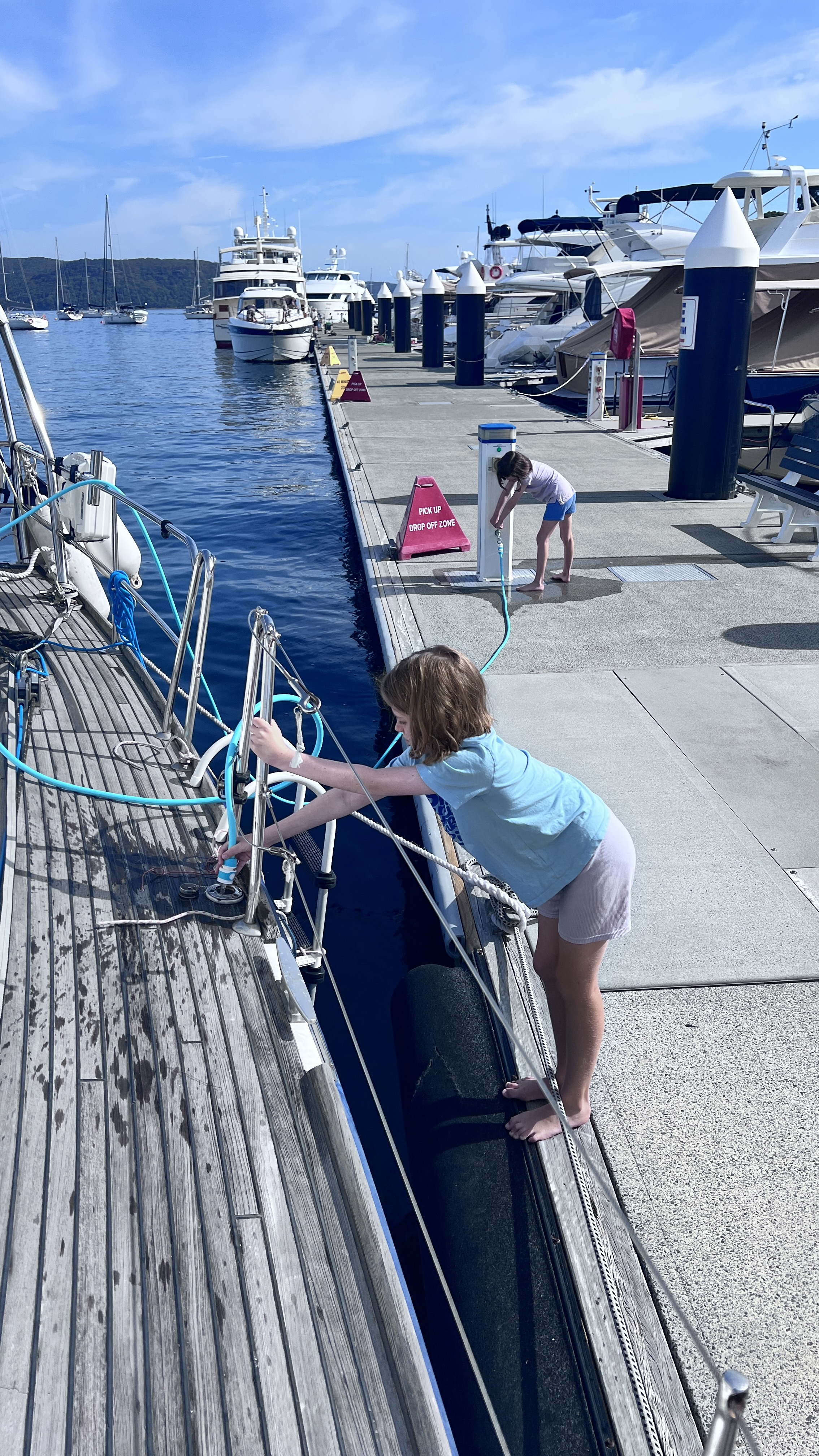 The girls helped Kristie top up the water while I did the diesel