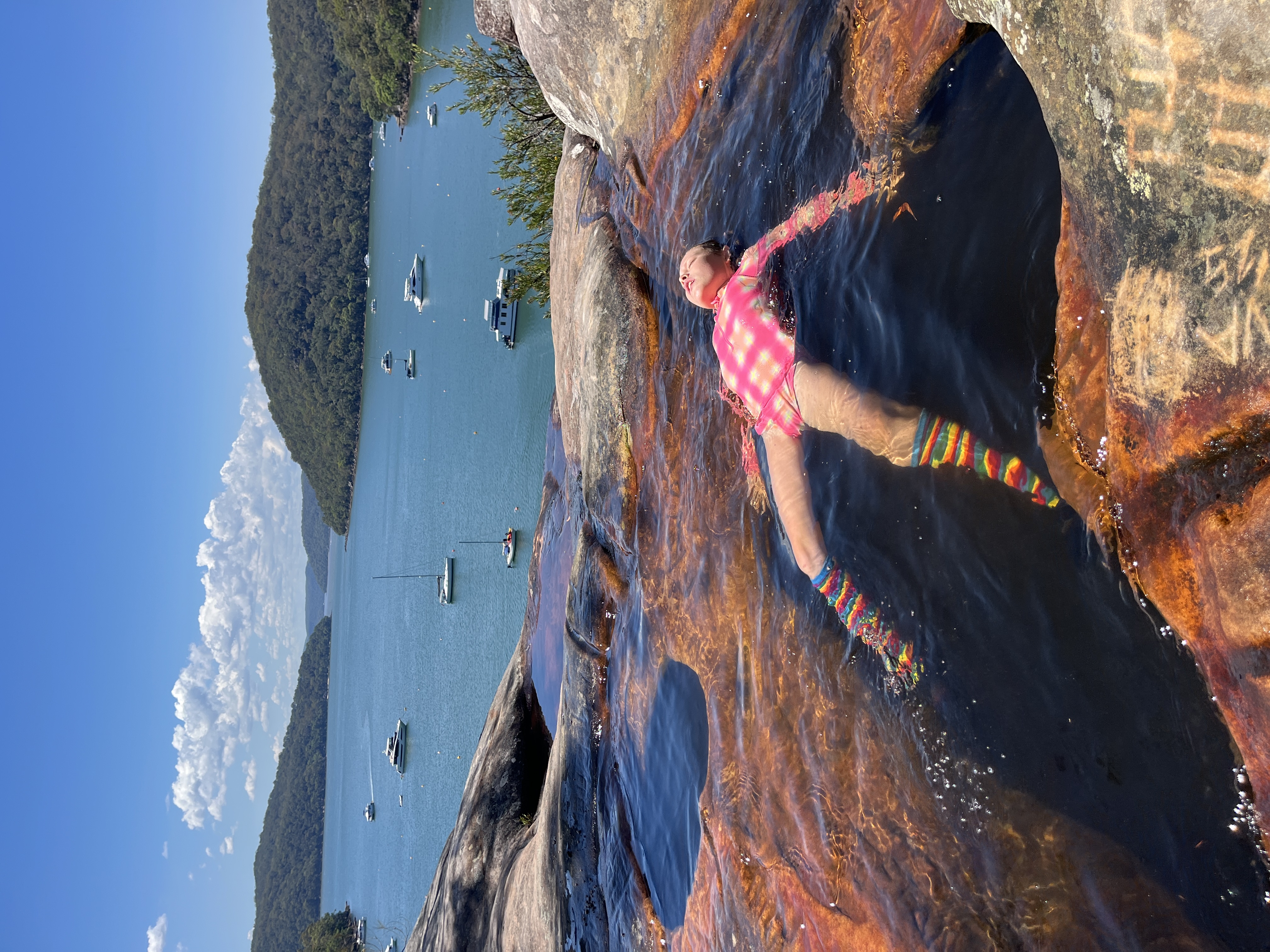 Relaxing in the pools at the top