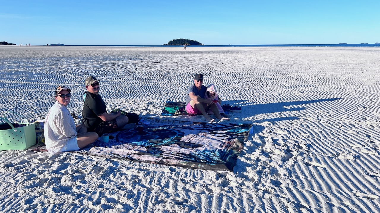 Picnic on the beach while the kids got wet