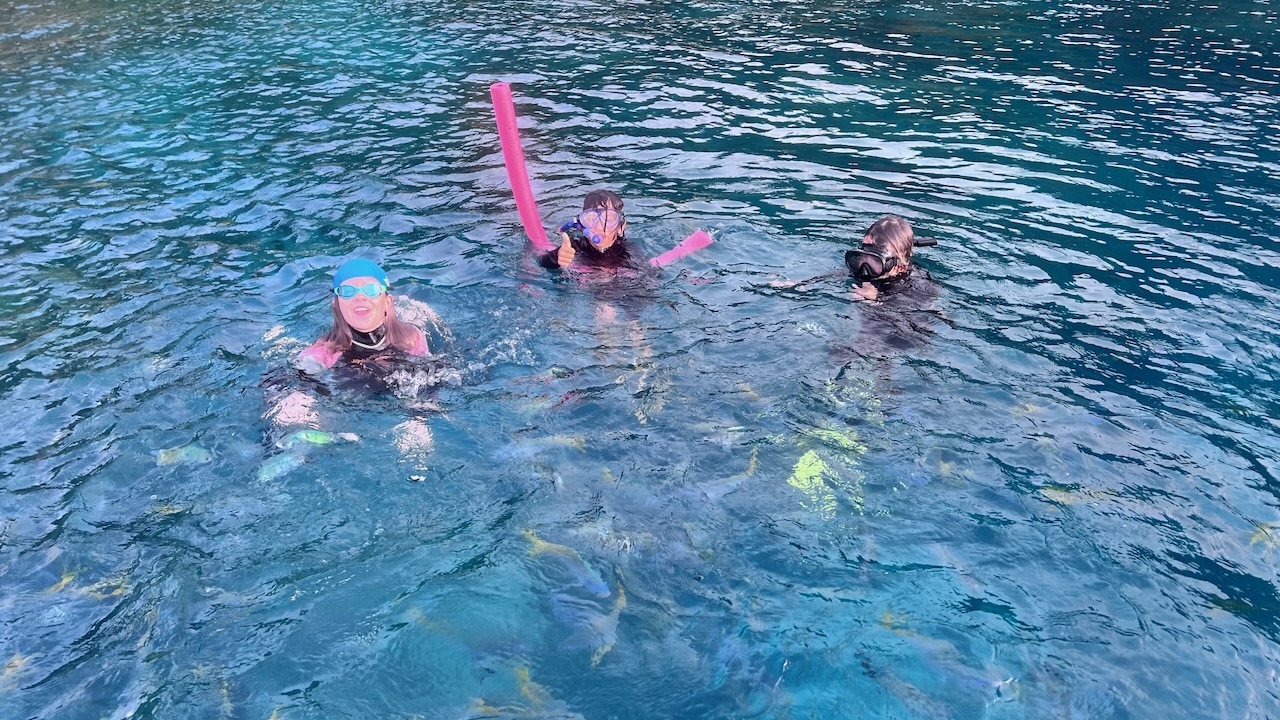 The boys and Kristina had a great time in the water.