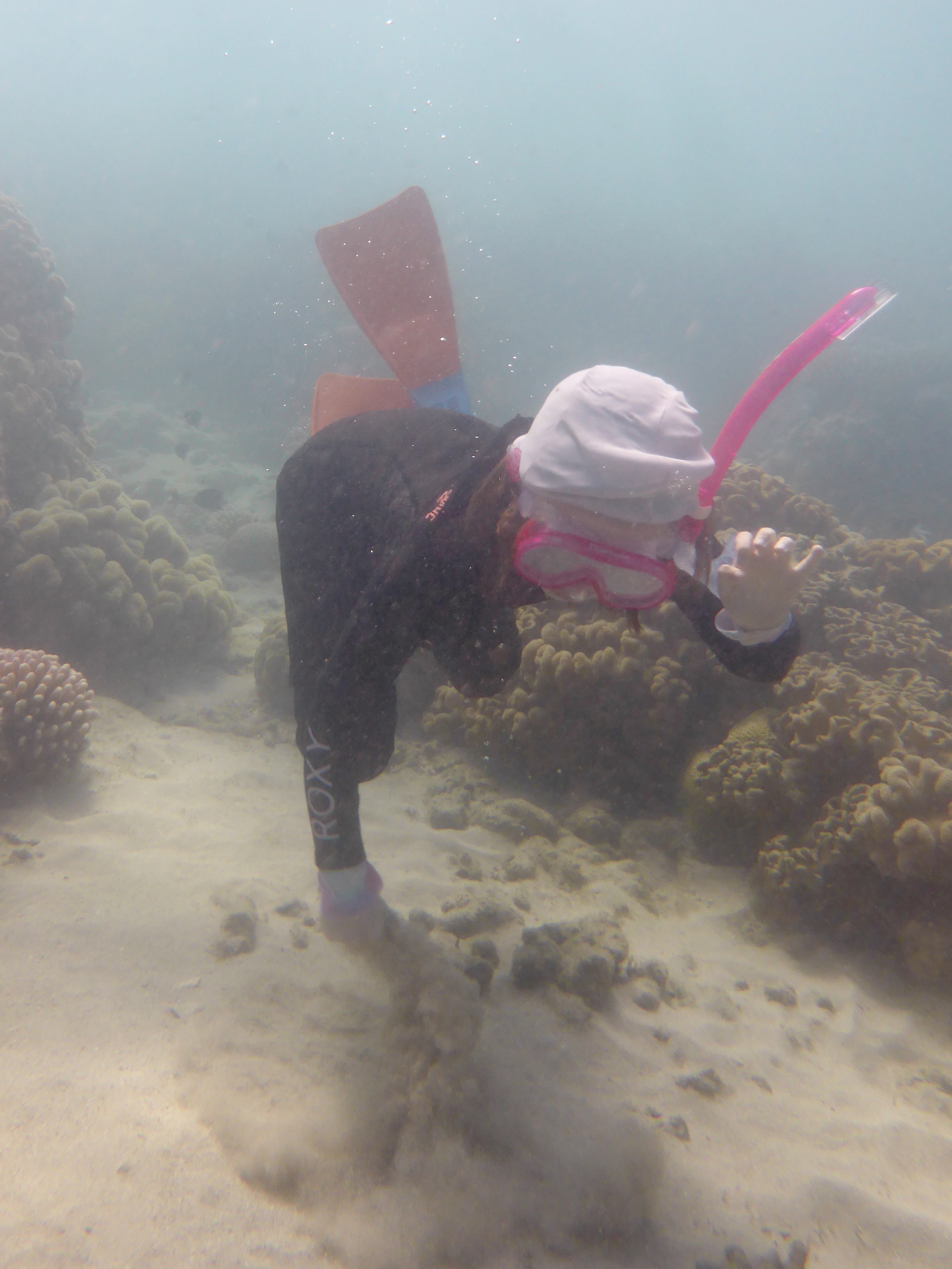 She had to dive down to pickup some sand