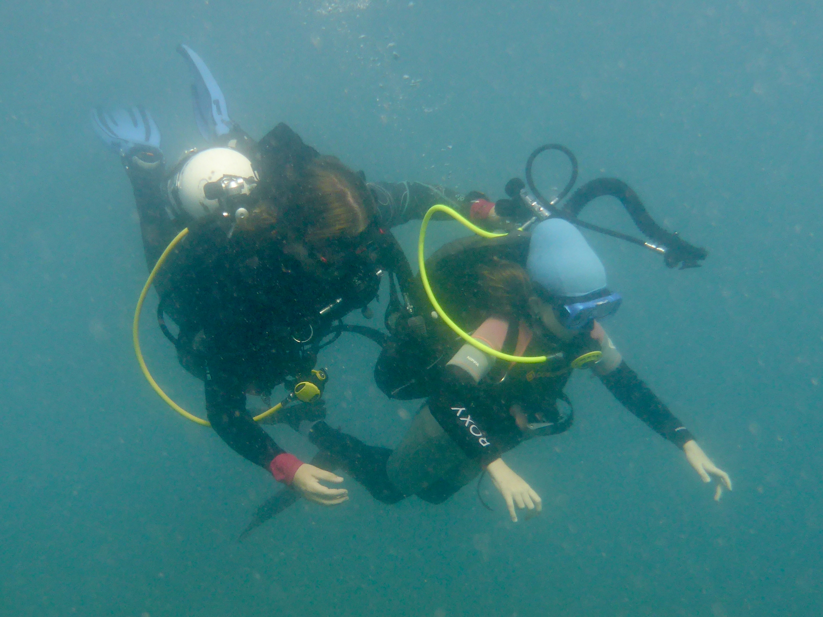 The girls are getting more comfortable underwater