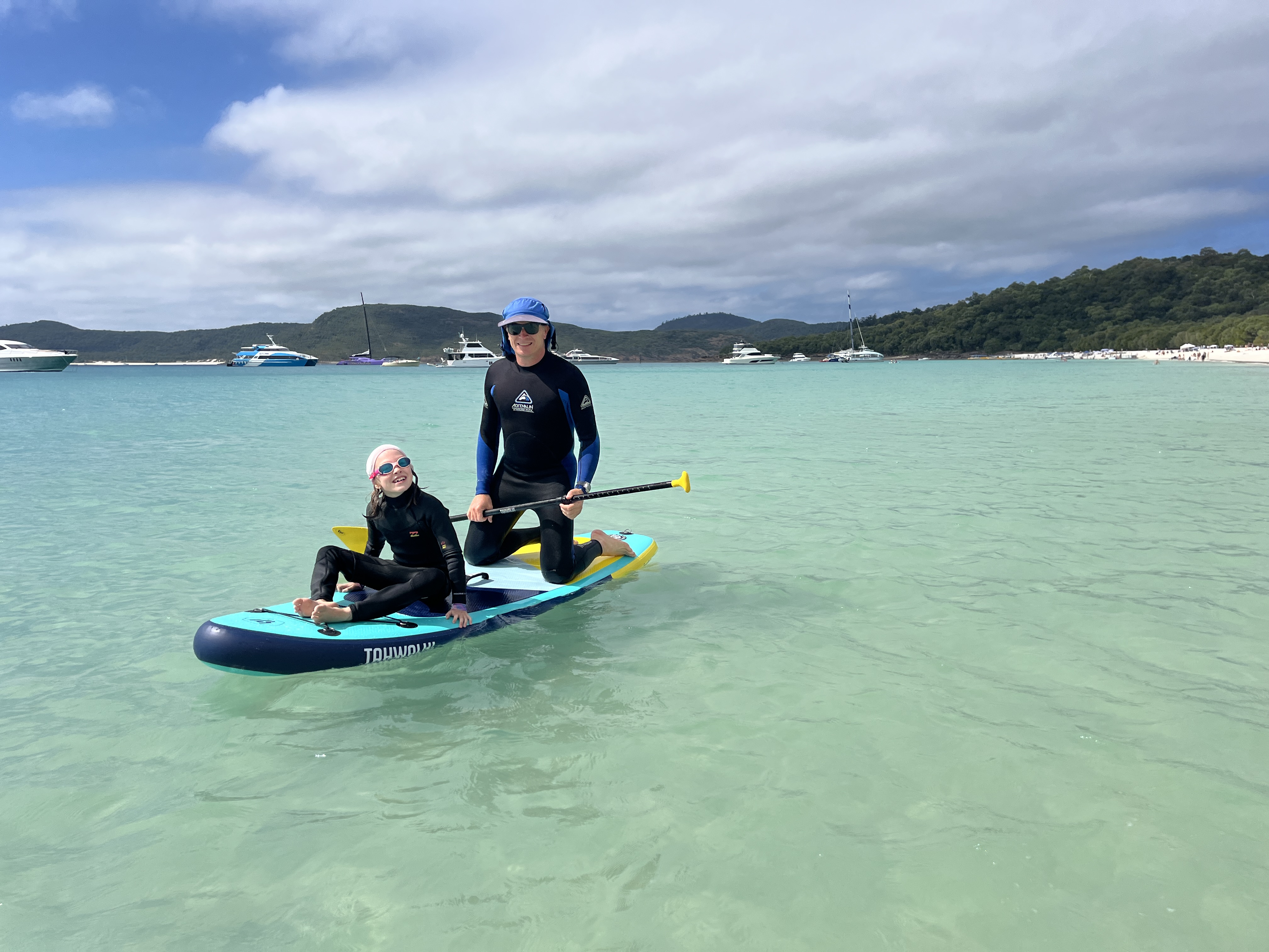 Charlee's smaller SUP was too small for me to stand up on with Emma tagging along