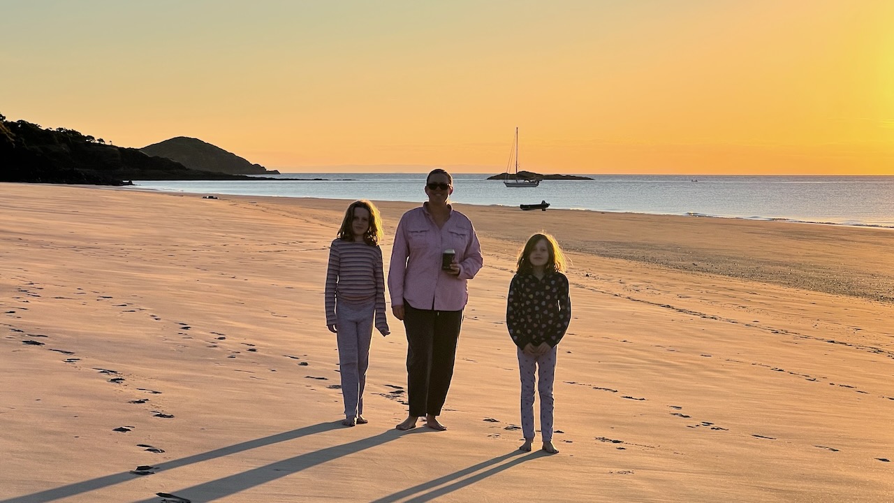 Lovely family beach walk