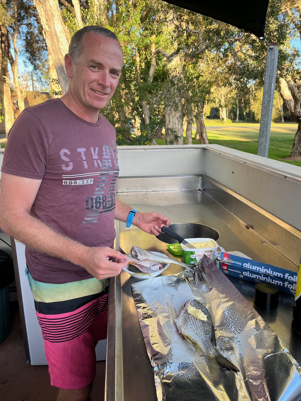 Prepping the fish for the 6 of us
