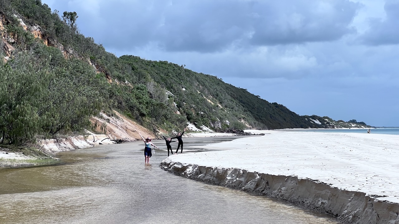 We spent ages playing in the creek along the beach