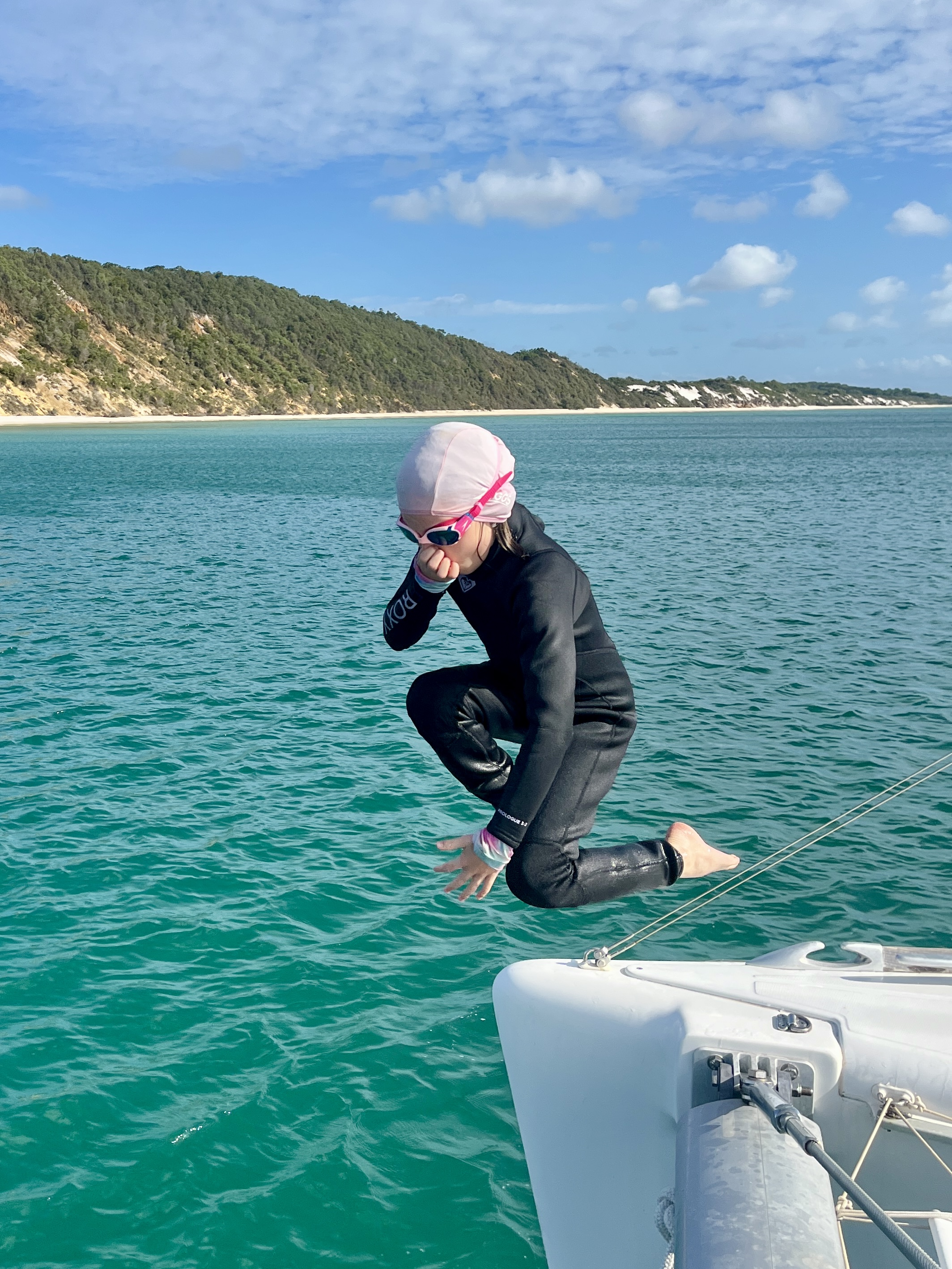 Emma did quite a bit of jumping off the boat