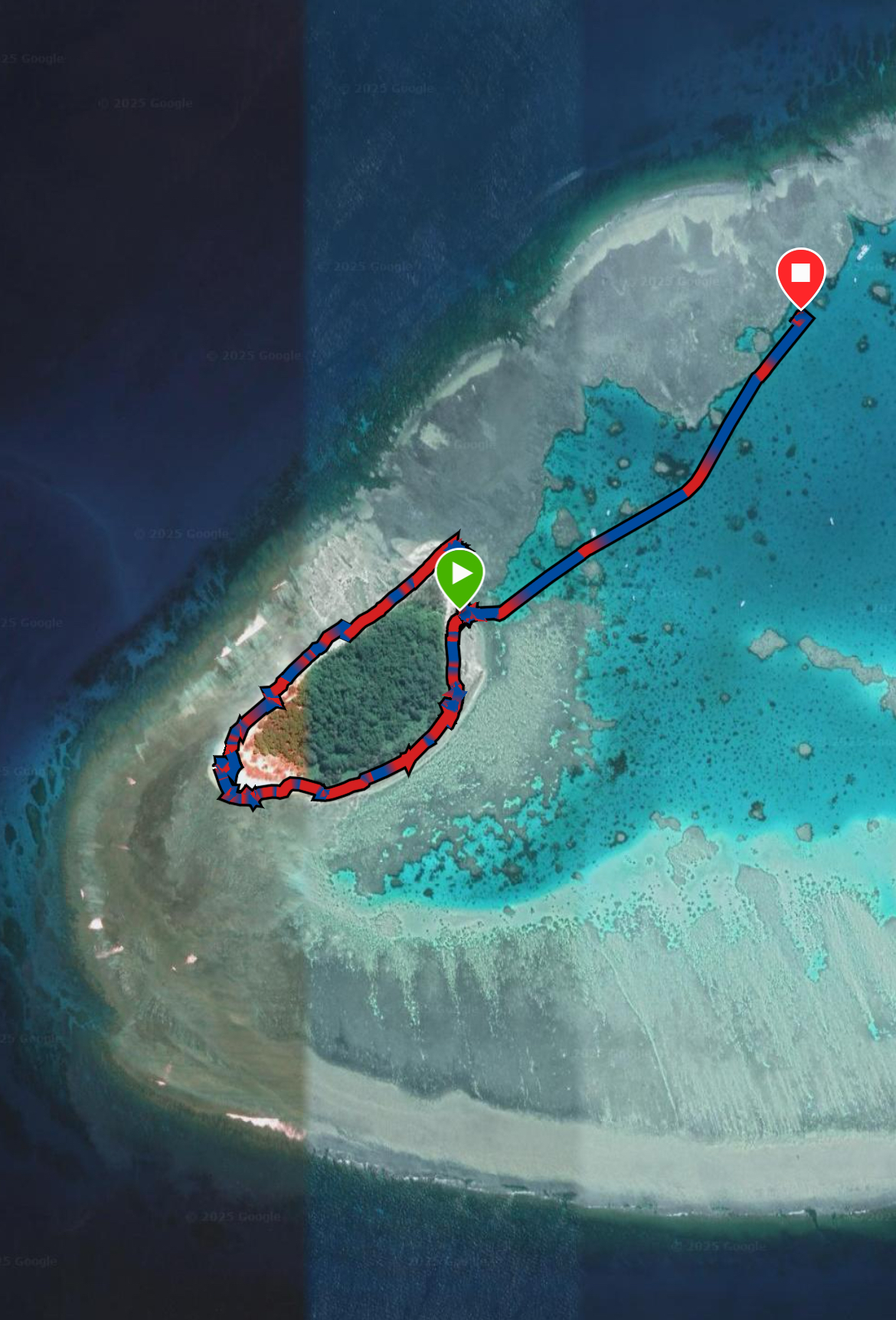 I forgot to stop the hike, but at least it shows where we went diving ;)