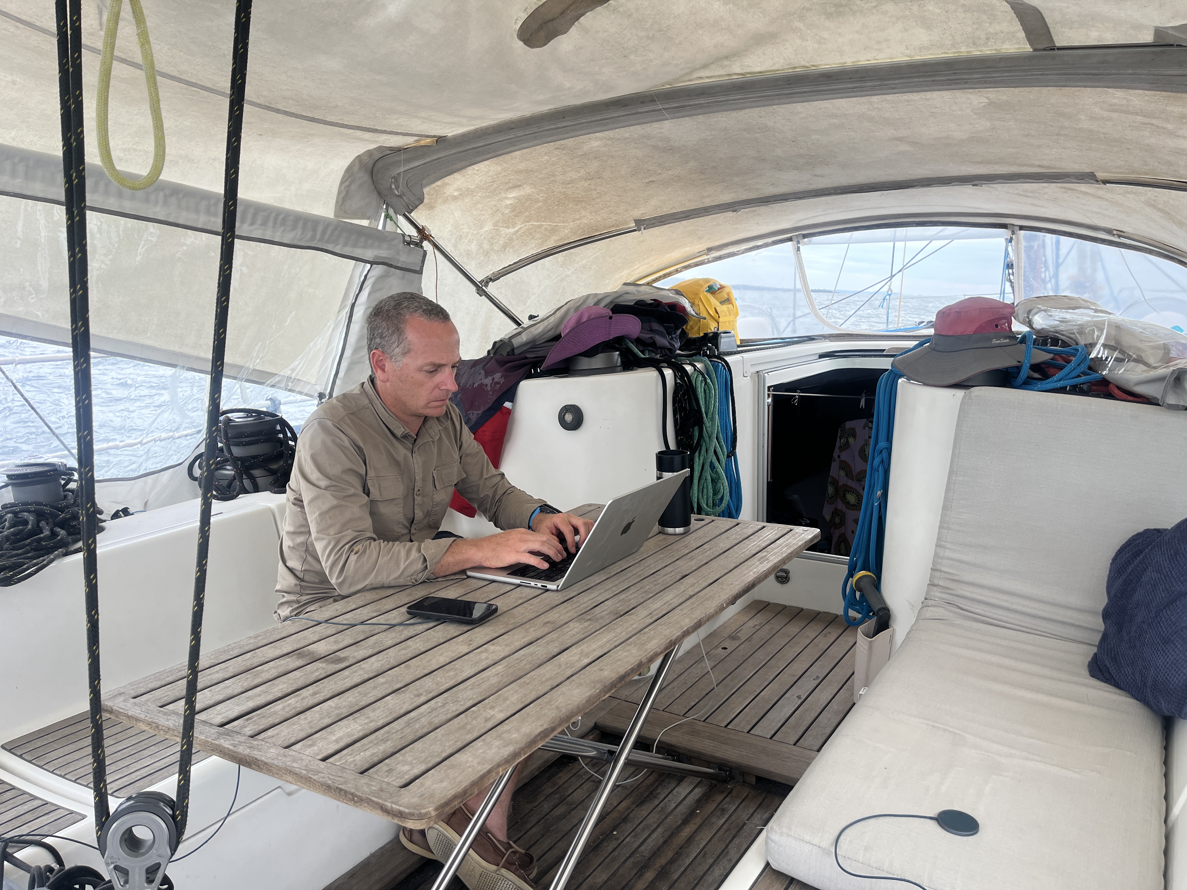 Calm conditions and motoring = good time to work