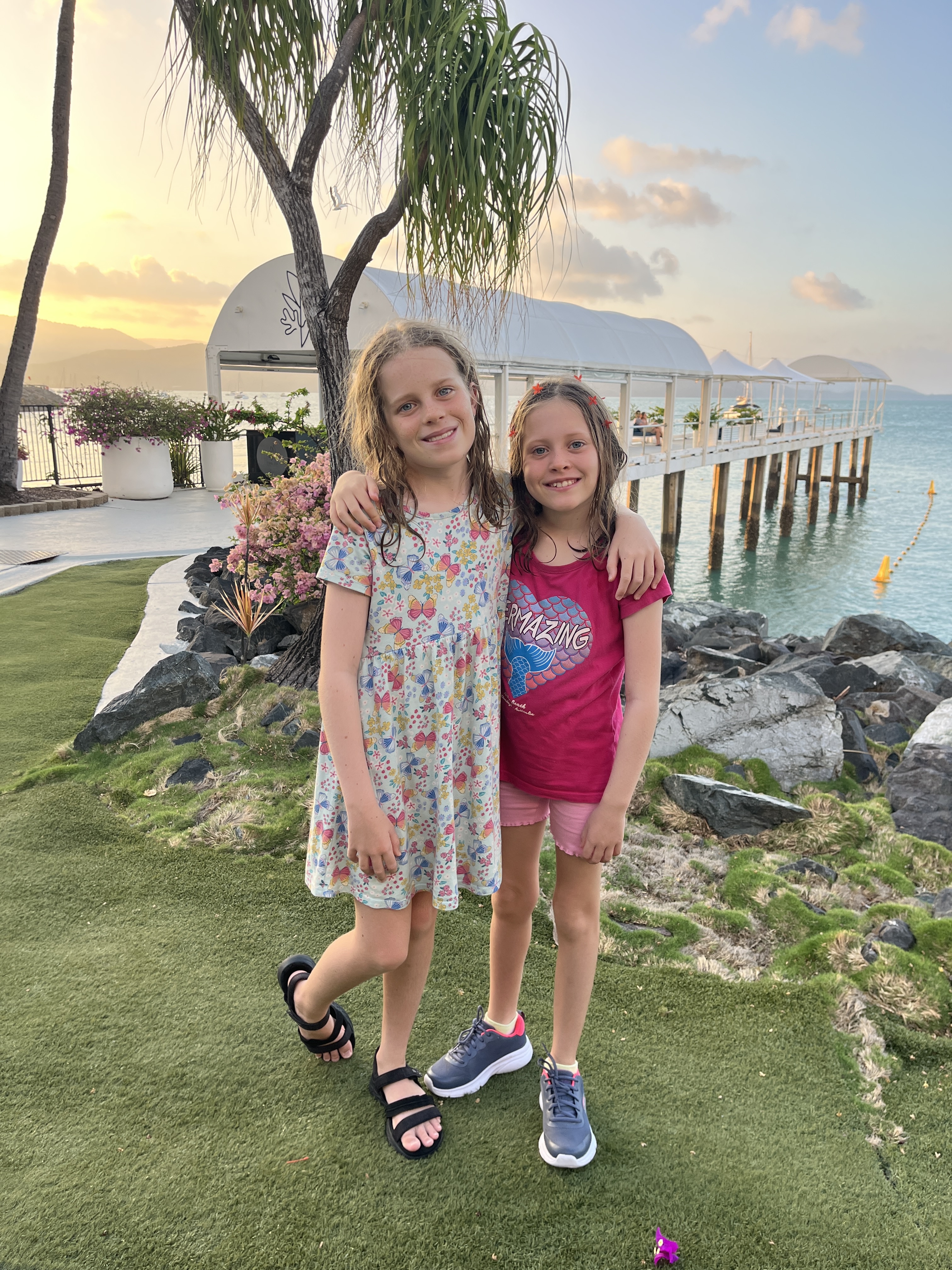 On the way into town after our swim