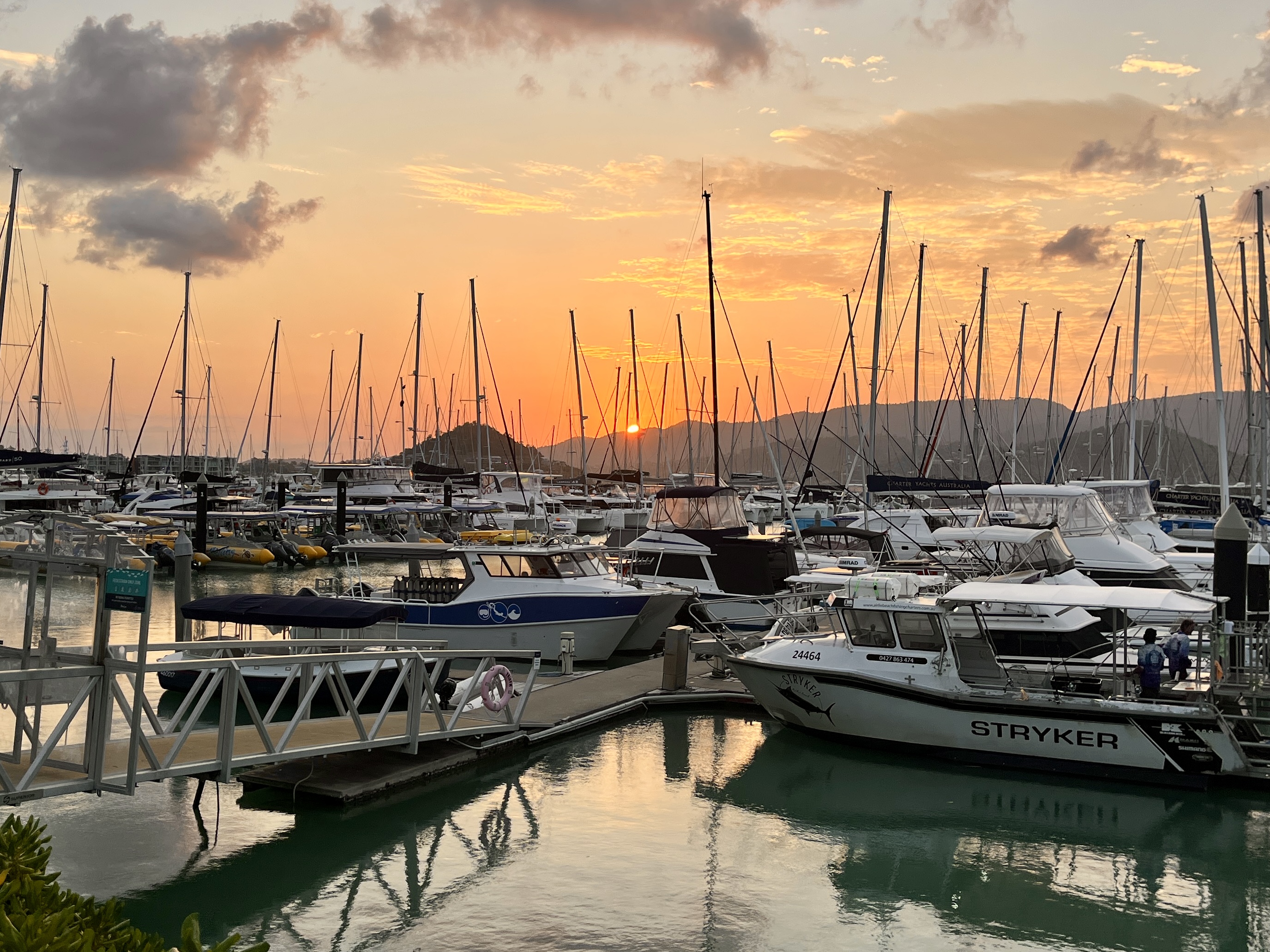 Sunset over all the boats