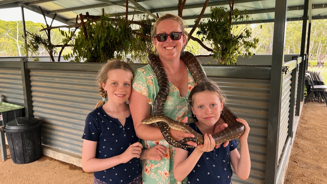 My girls with one of the snakes they had