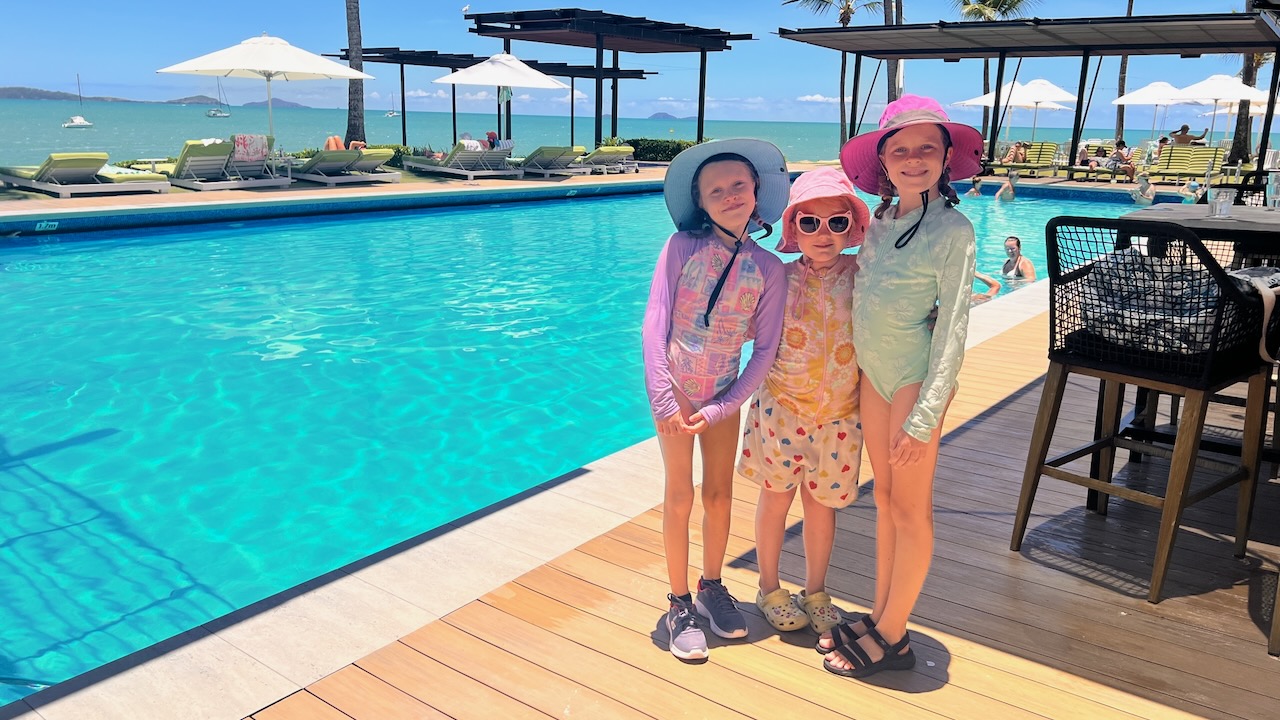 The girls and Mia after our swim