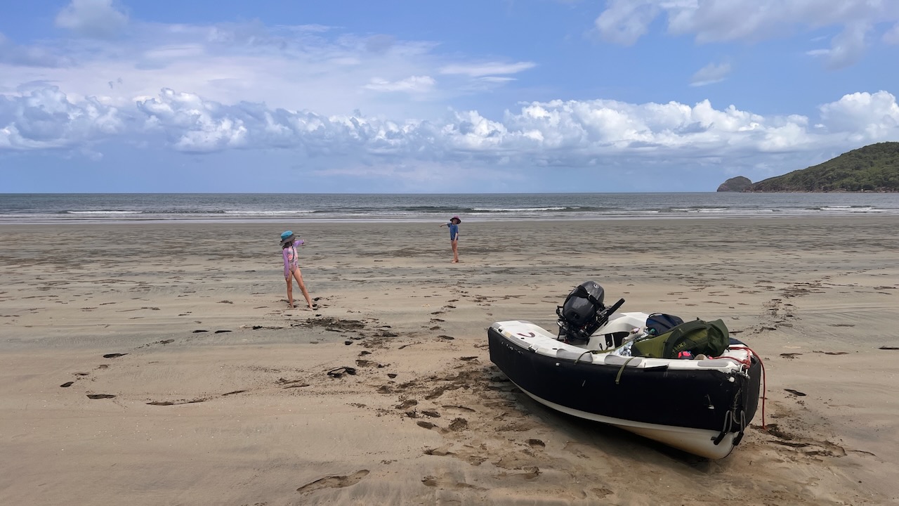 It's a long way to get the tender back into the water