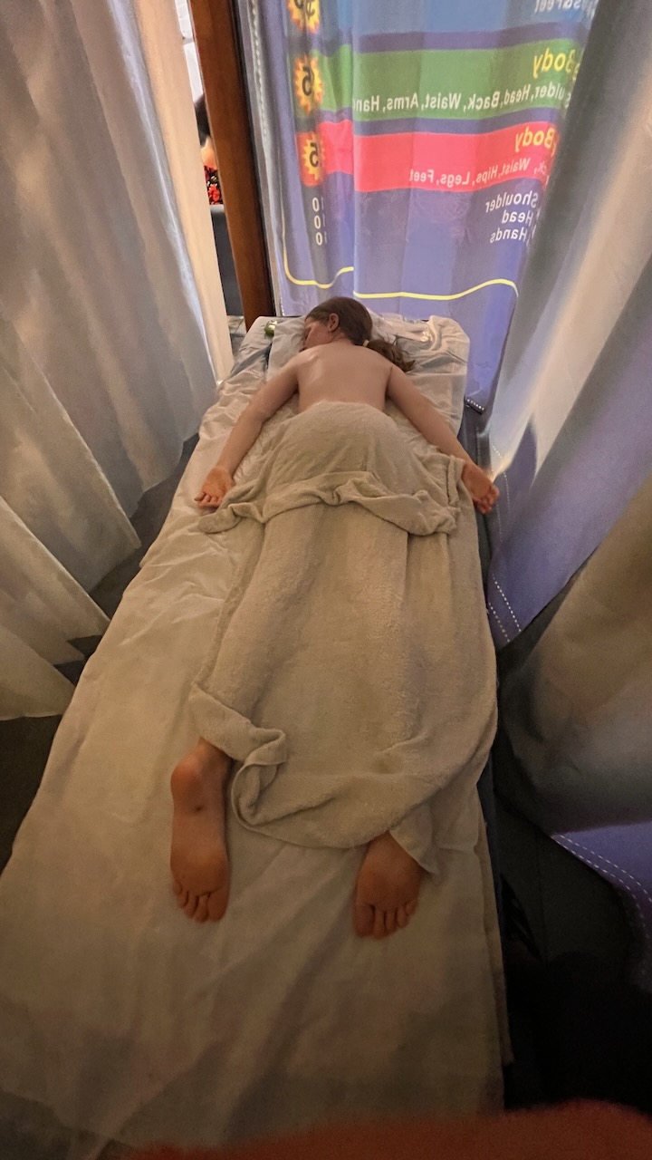 The girls both enjoyed their $10 massage