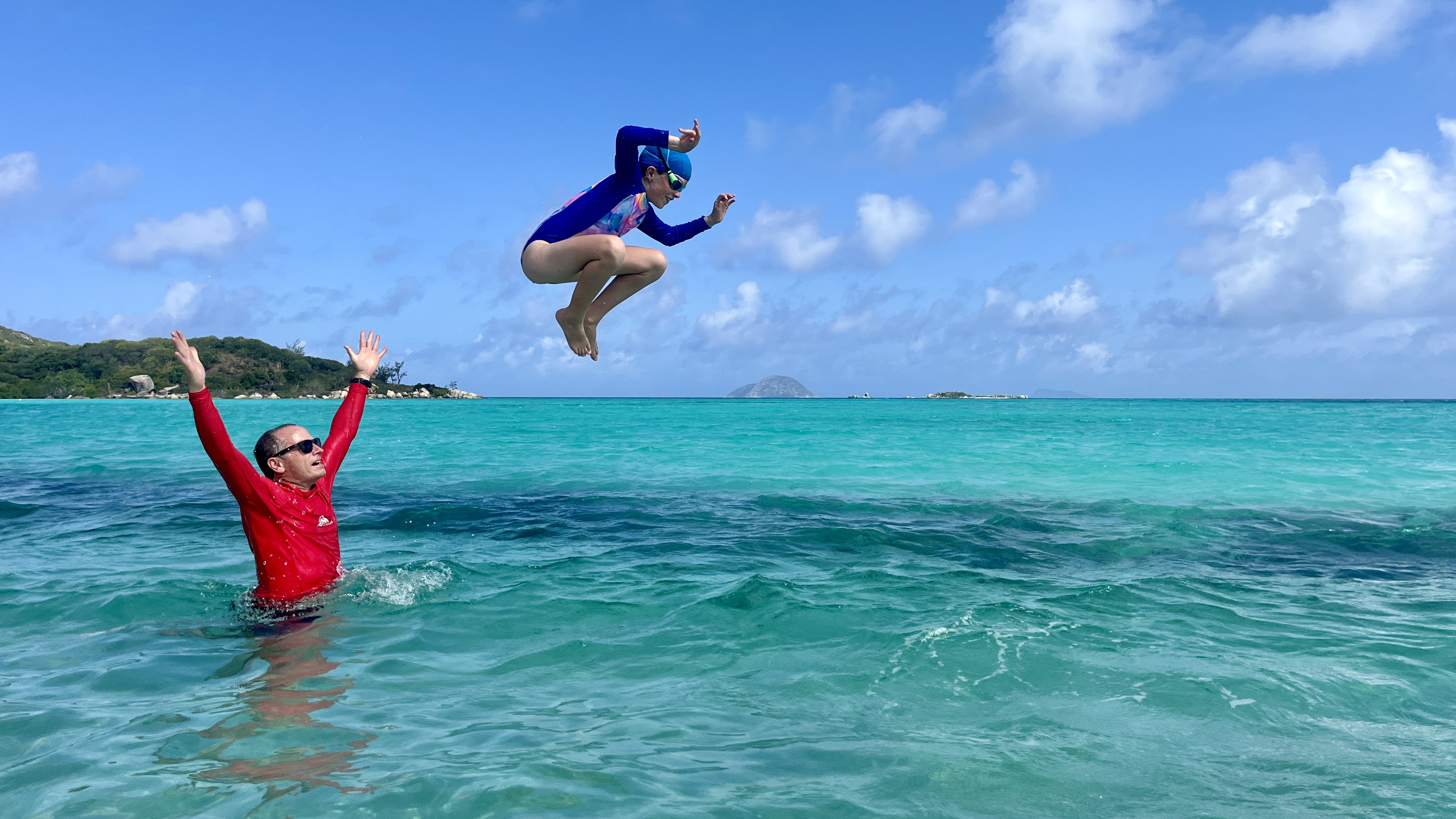 Then they took turns jumping off my shoulders