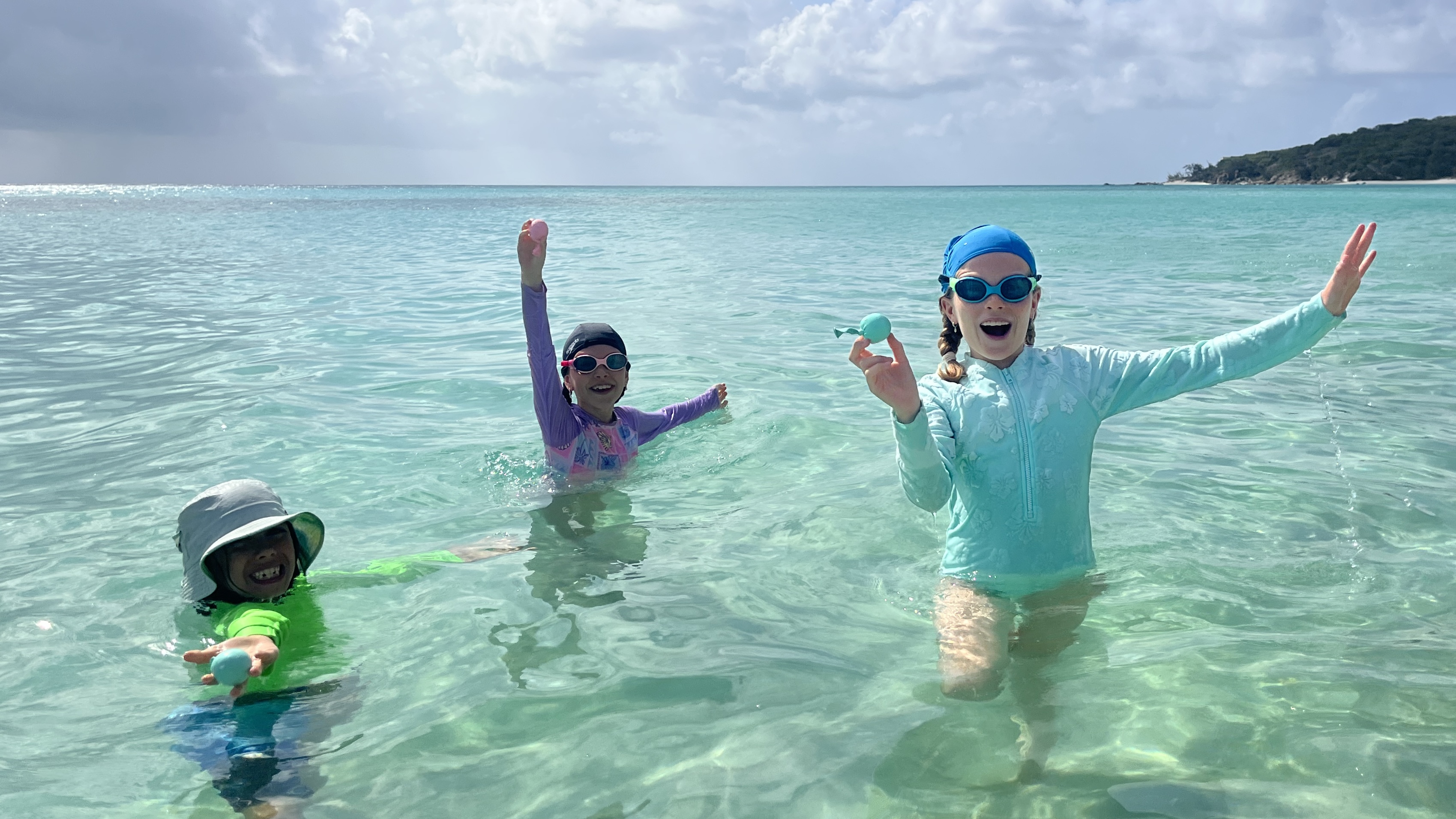 Testing out the balloons in the water