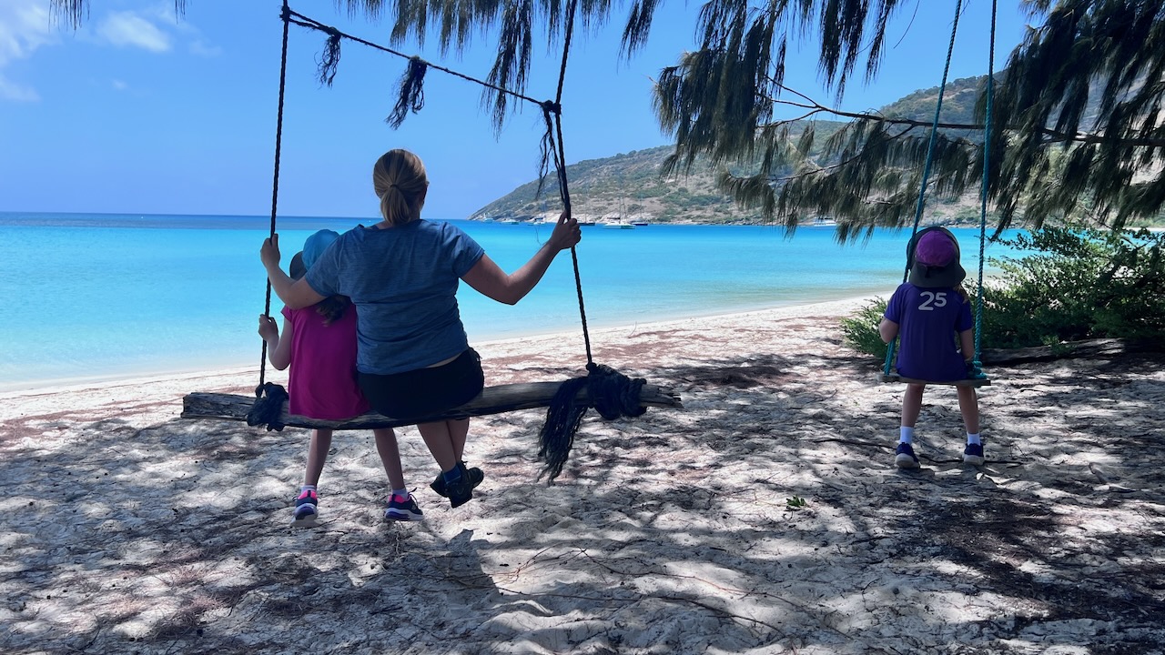 Post walk relax on the swing