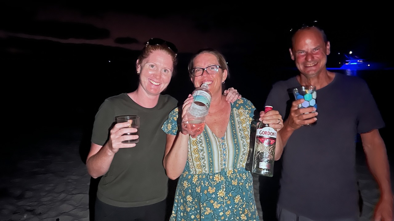 Bride, Kristie and Andrew. Kristie had run out of cider so moved on to Bride's drinks :)