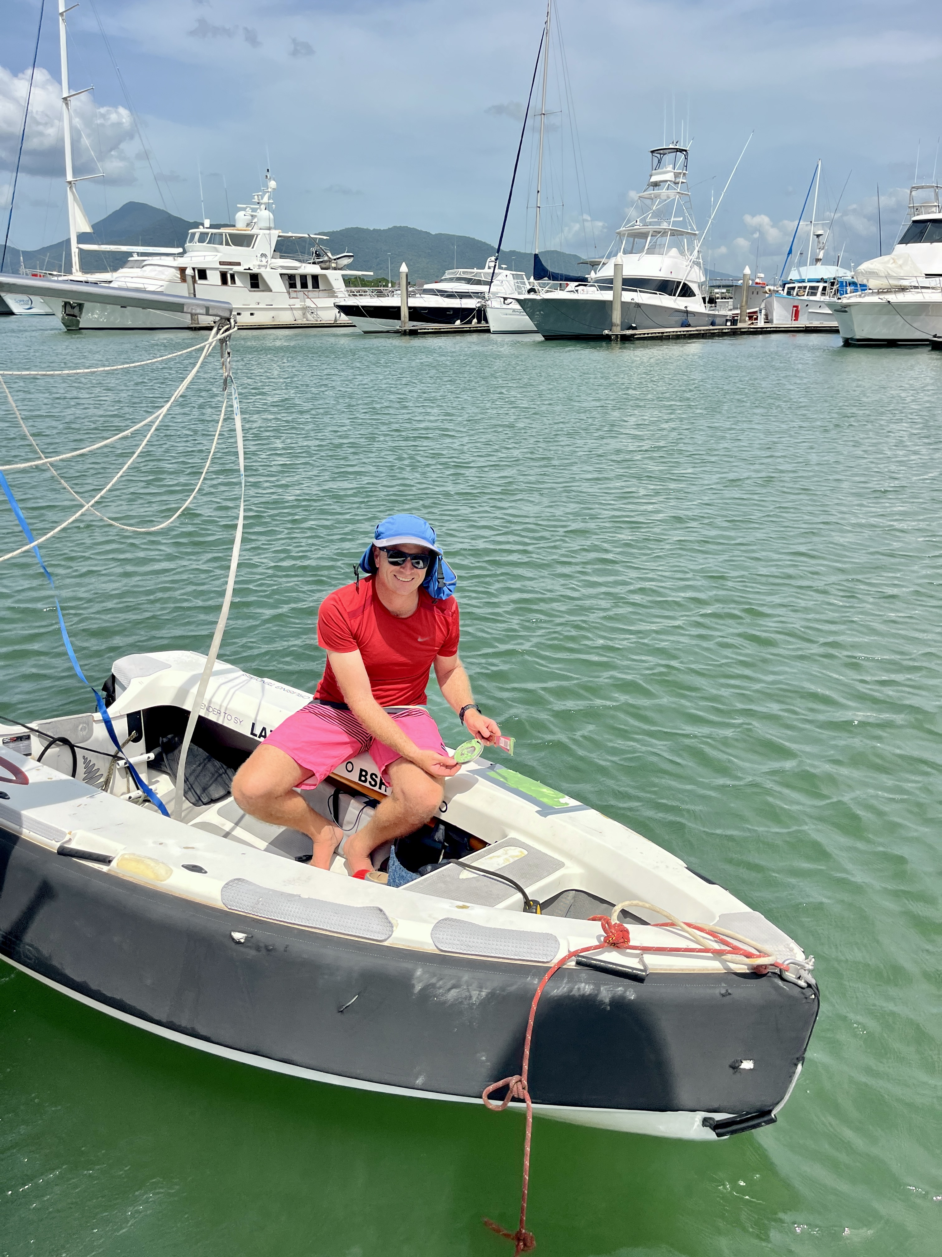 Fixing the tender where it rubs against the davits