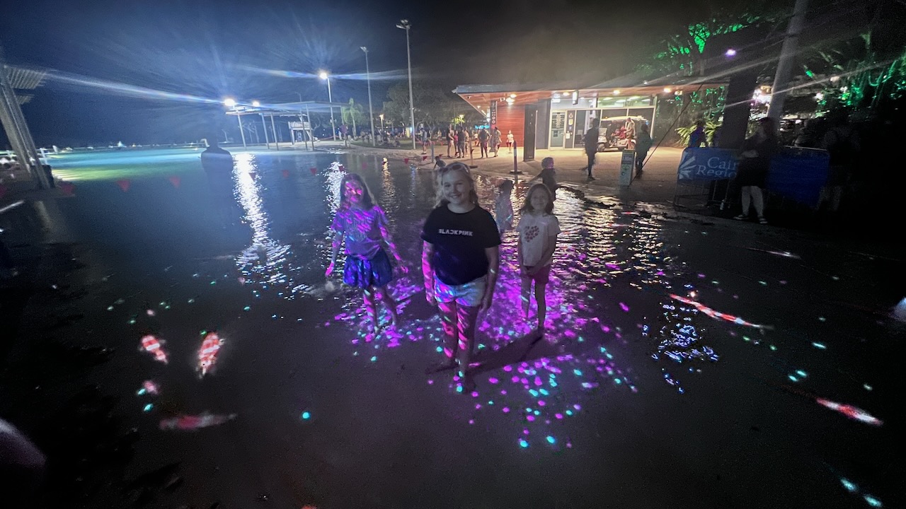 The lights at the end of the show at the Lagoon