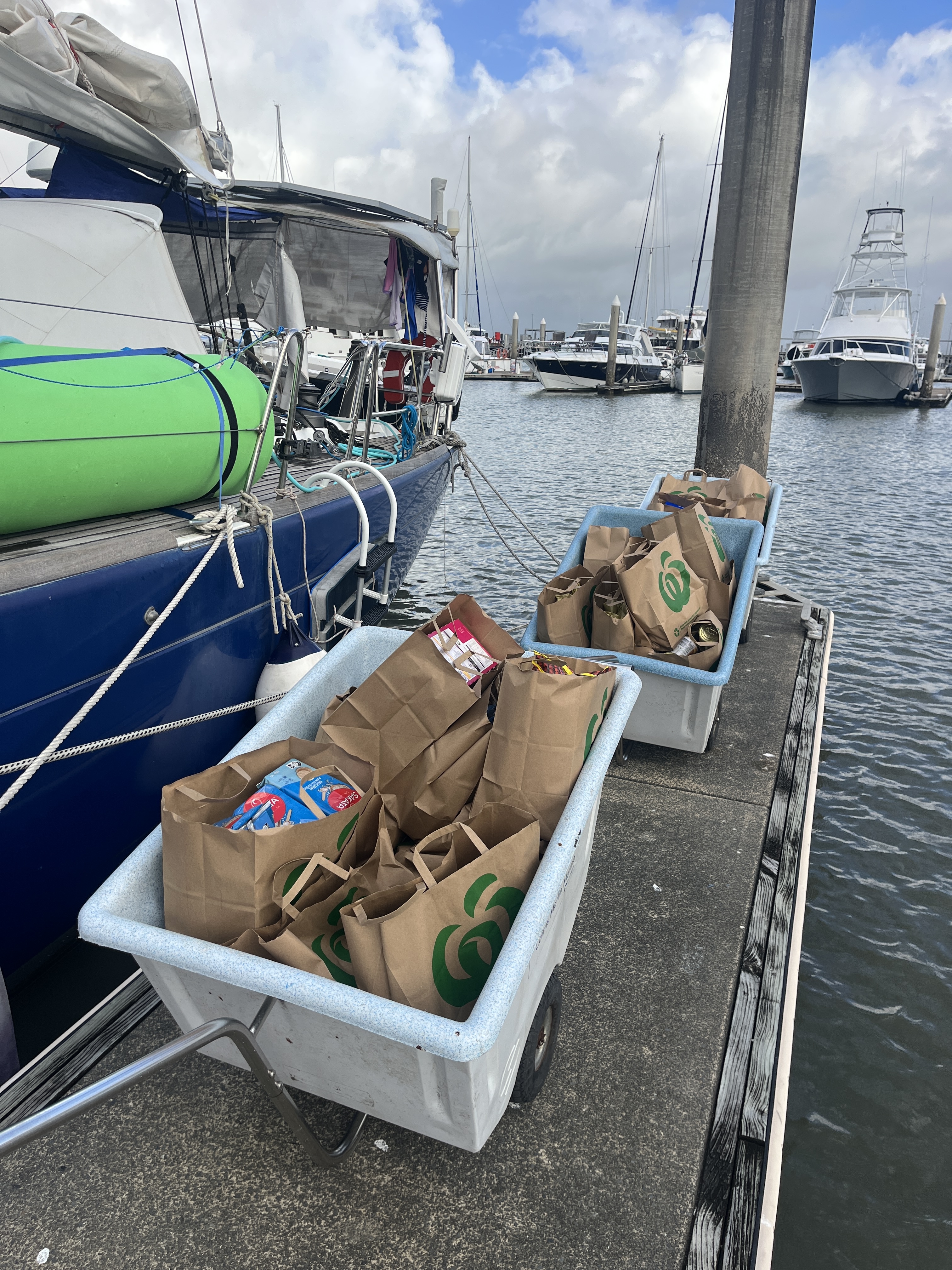 Three trolleys full of supplies for when we finally head off from Cairns