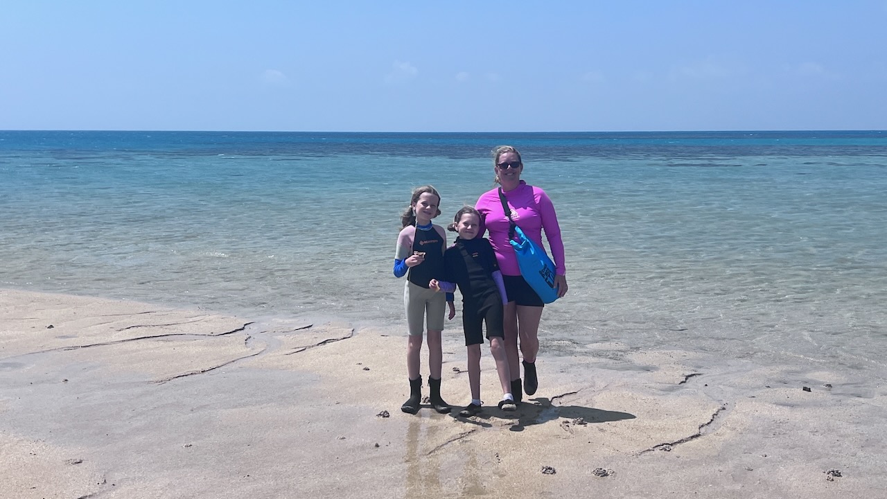 Our walk back around the island