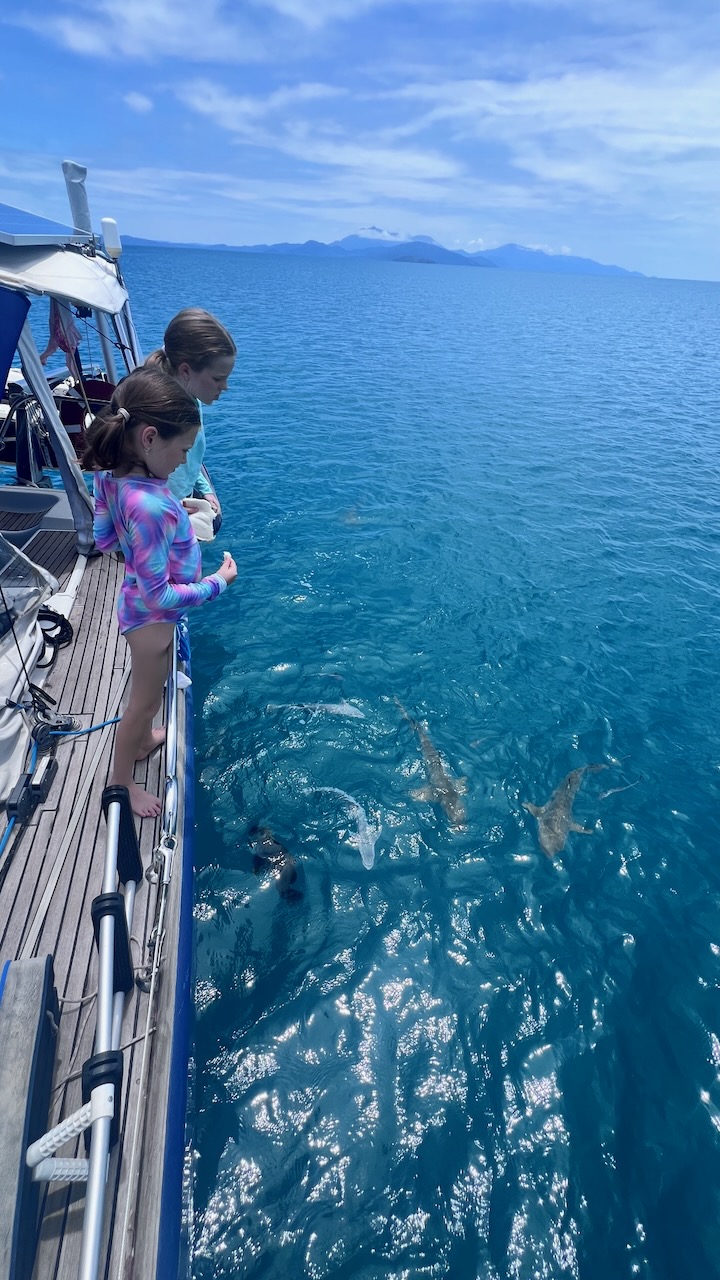 Emma and Kristina feeding the locals