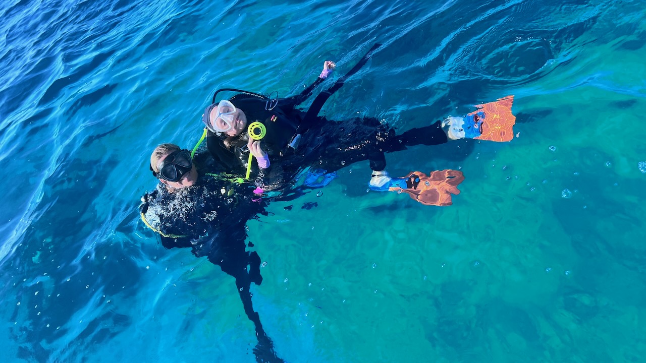 Emma off for a dive.