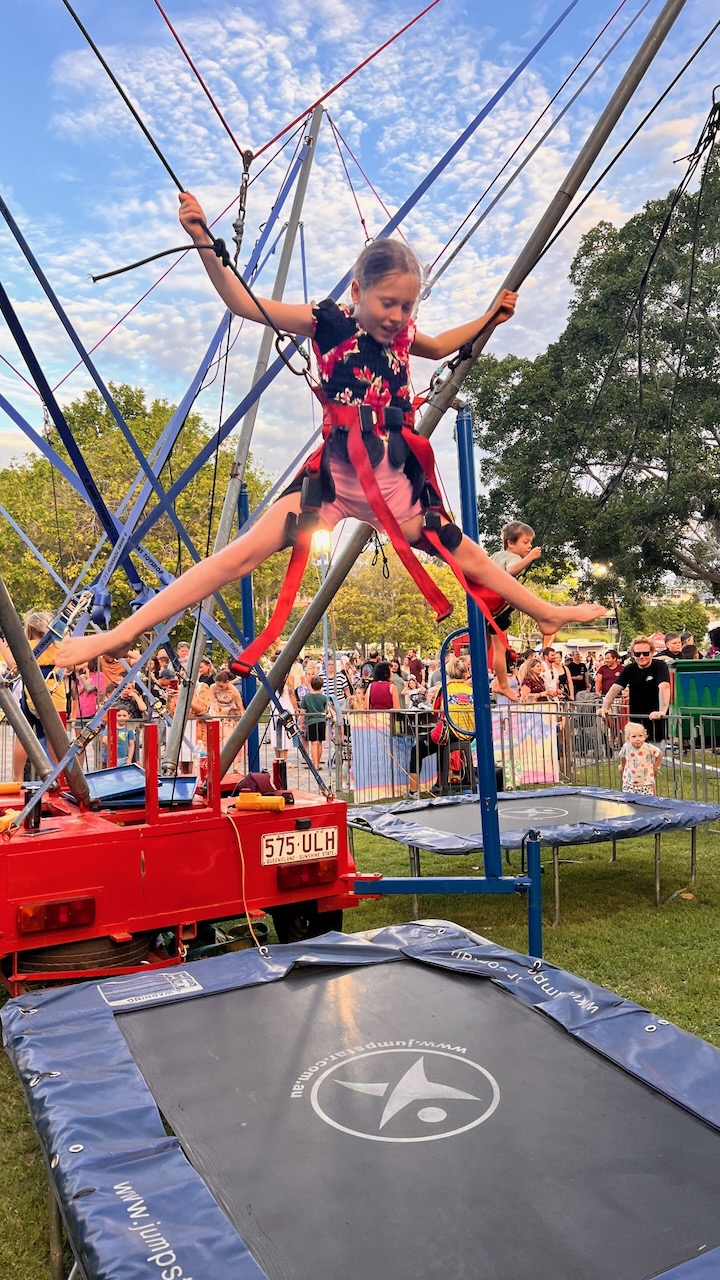 Fun on the trampoline bungee